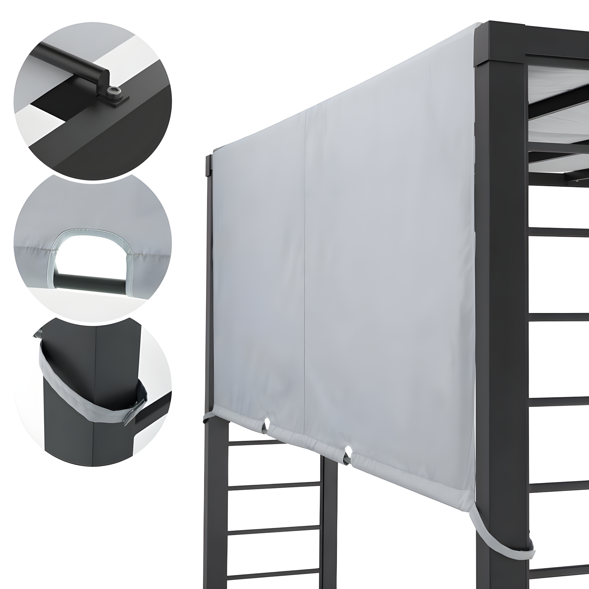 10 ft. x 12 ft. Aluminum Outdoor Pergola with and Retractable GrayShade