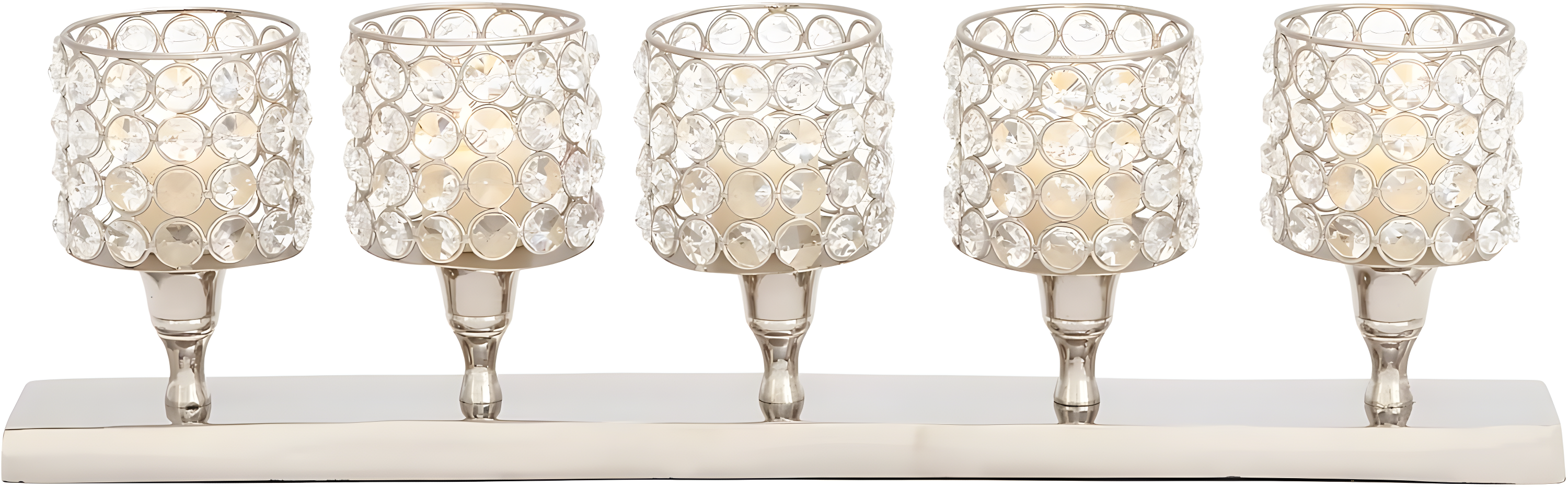 House of Hampton® Aluminum Metal Pillar 5 Crystal Sleeve Decorative Silver Candelabra