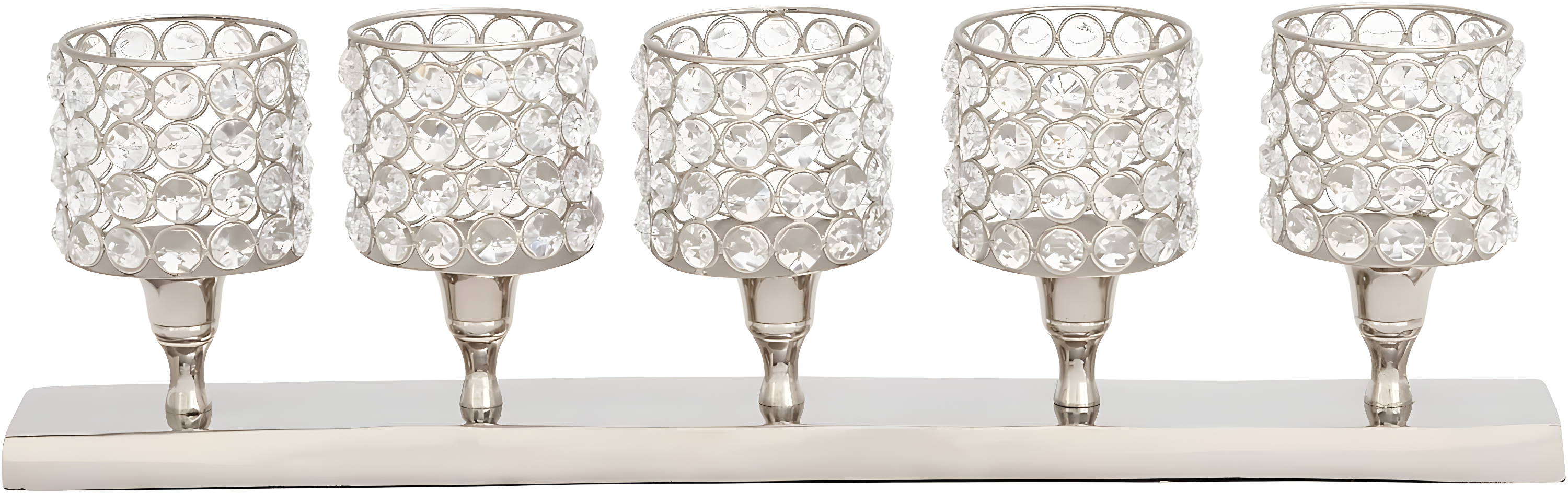 House of Hampton® Aluminum Metal Pillar 5 Crystal Sleeve Decorative Silver Candelabra