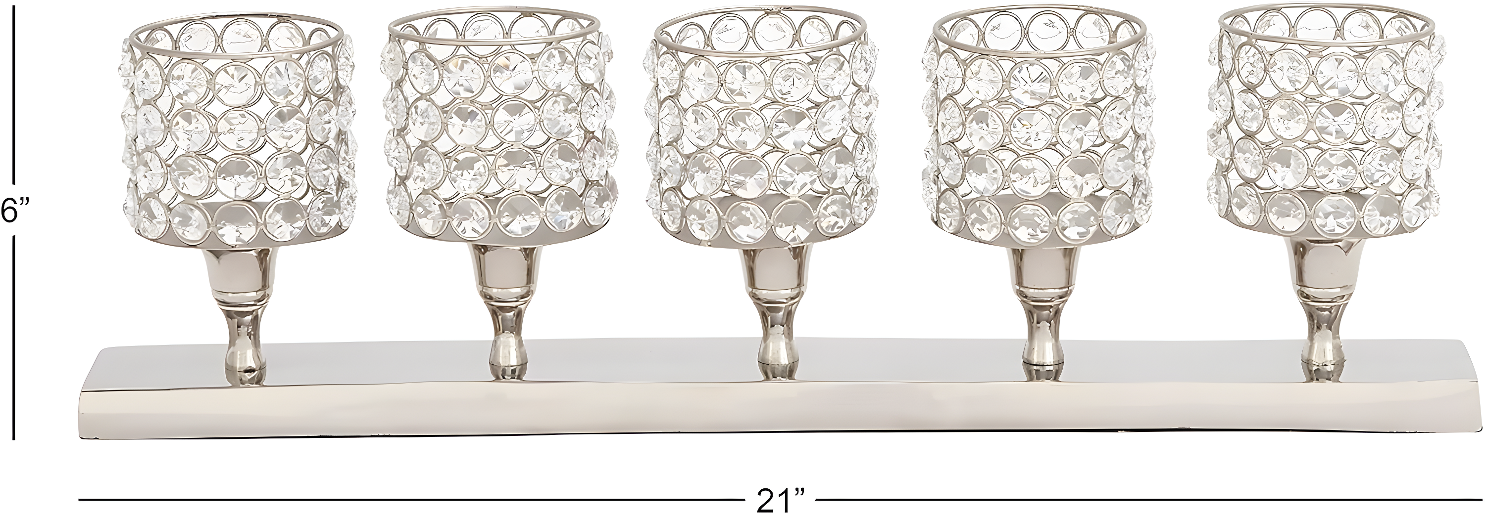 House of Hampton® Aluminum Metal Pillar 5 Crystal Sleeve Decorative Silver Candelabra