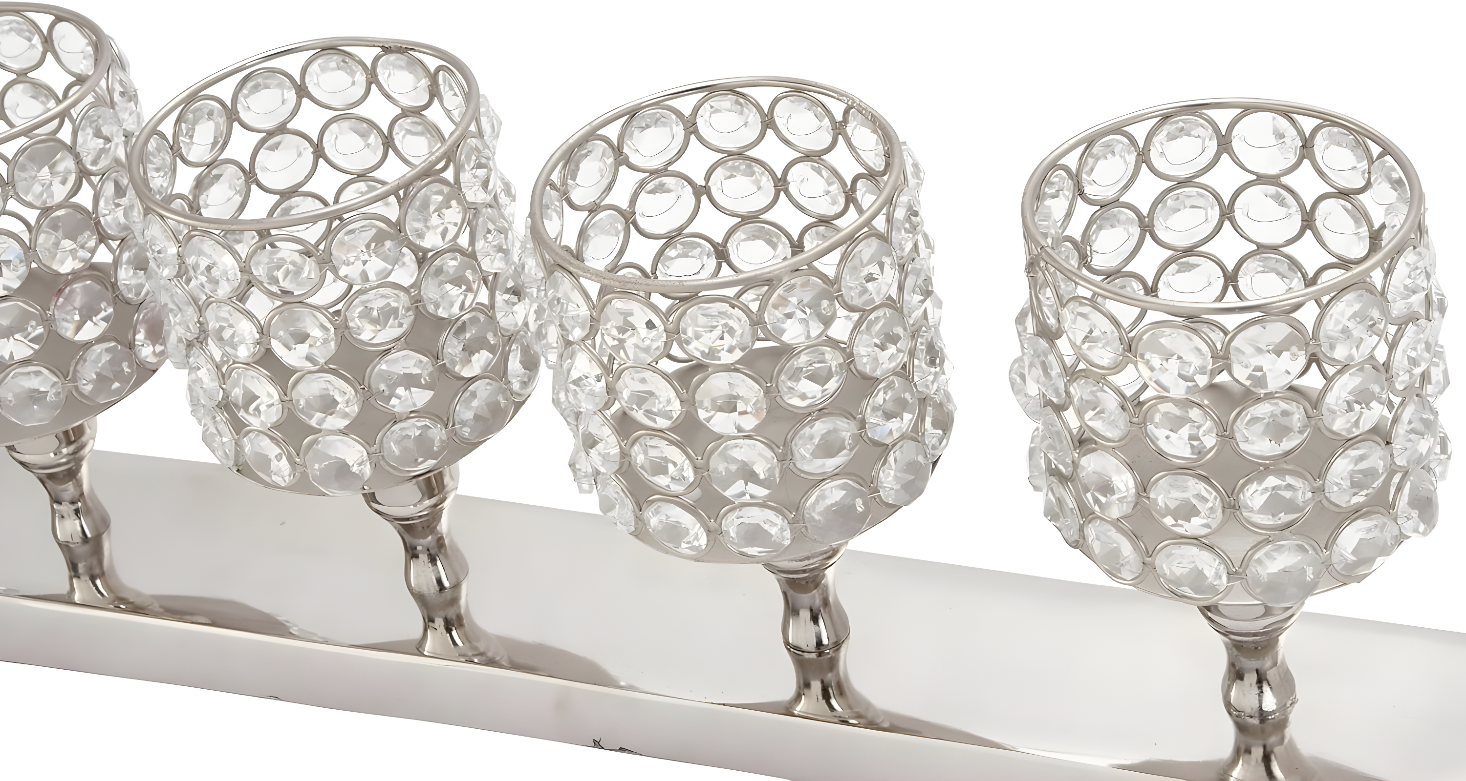 House of Hampton® Aluminum Metal Pillar 5 Crystal Sleeve Decorative Silver Candelabra