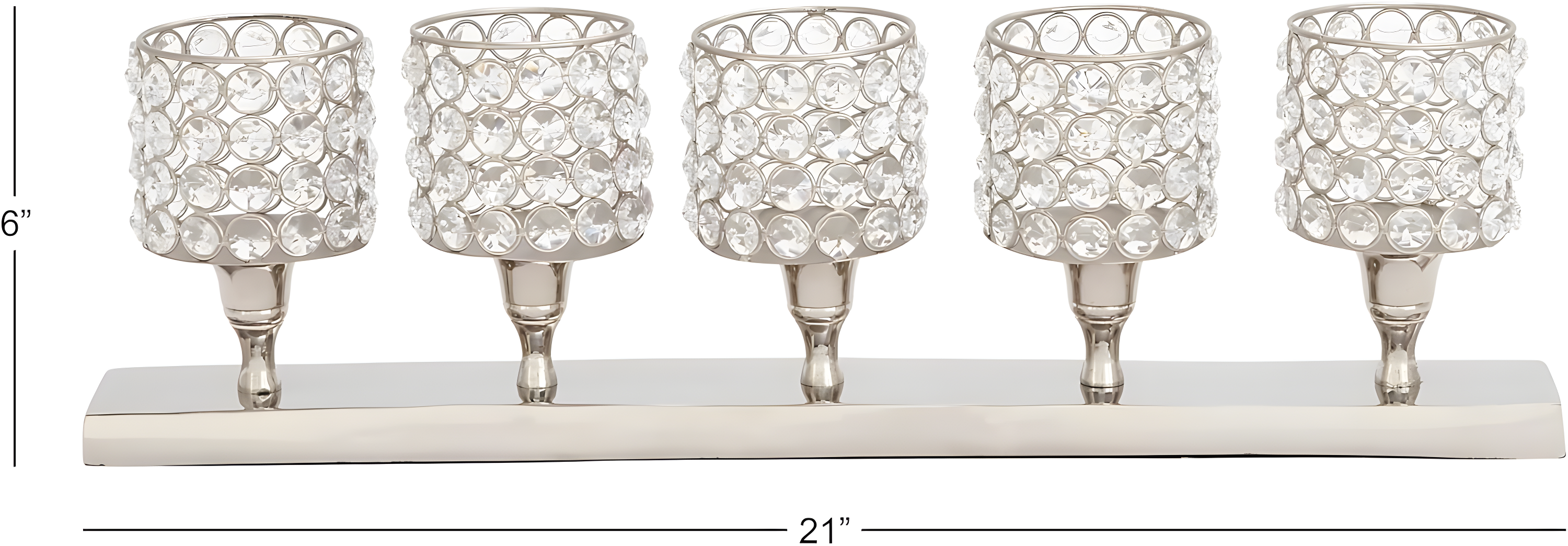 House of Hampton® Aluminum Metal Pillar 5 Crystal Sleeve Decorative Silver Candelabra