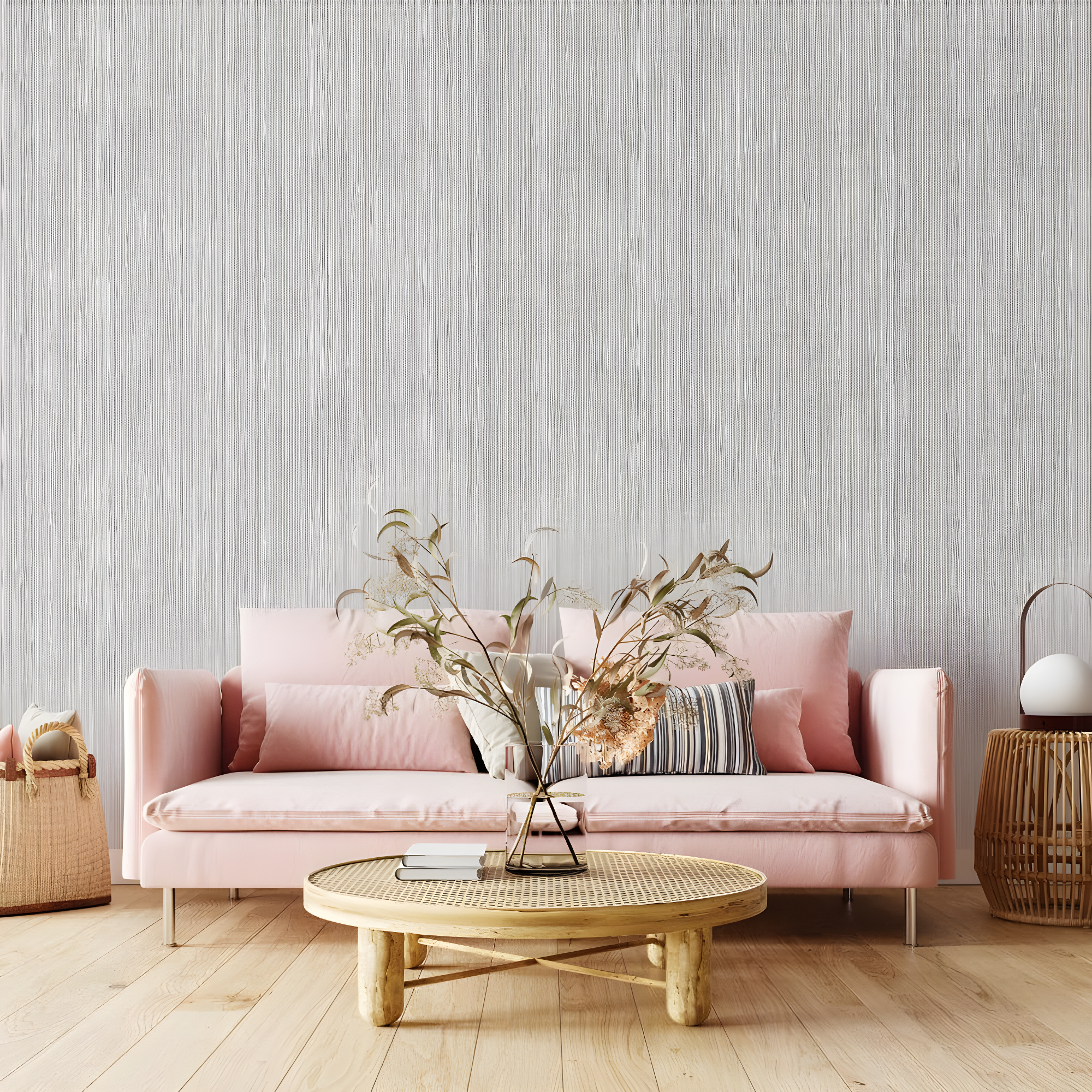 Tempaper & Co.® Faux Grasscloth Removable Peel and Stick Wallpaper, Textured Sterling Silver, 28 sq ft: Vinyl, Self-Adhesive