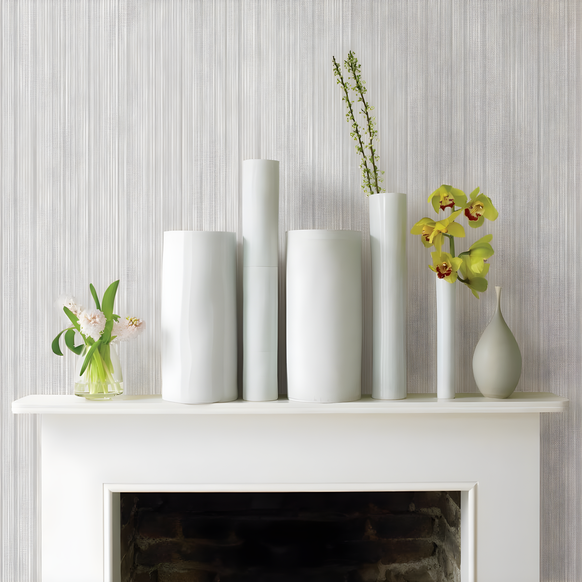 Tempaper & Co.® Faux Grasscloth Removable Peel and Stick Wallpaper, Textured Sterling Silver, 28 sq ft: Vinyl, Self-Adhesive