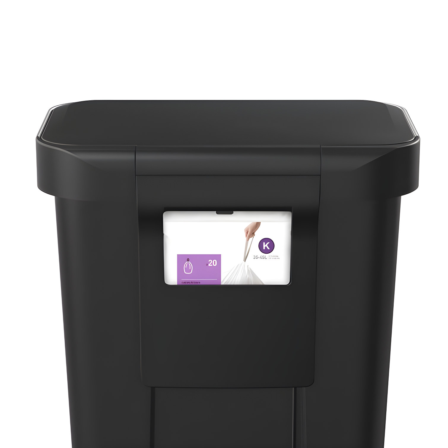 Simplehuman 45 Liter Rectangular Kitchen Trash Can with Liner Pocket, Black Plastic