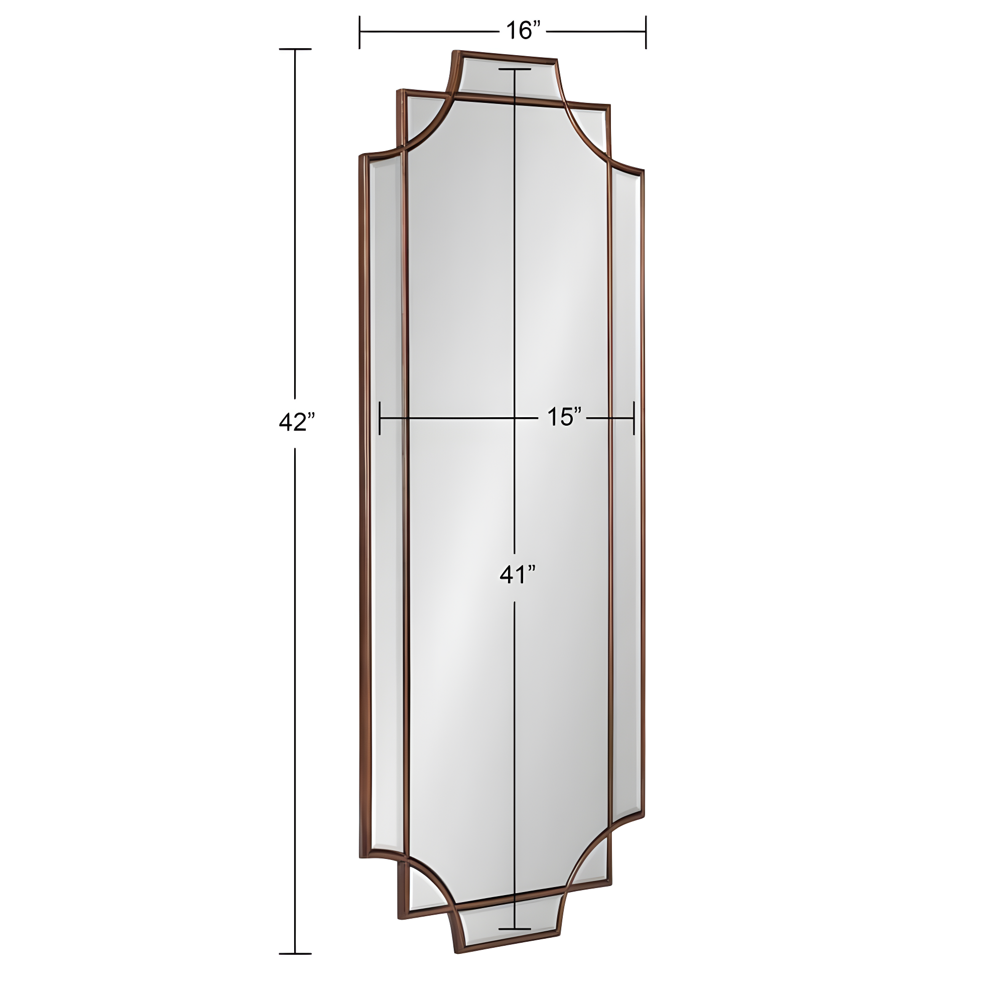 16" x 42" Minuette Decorative Framed Wall Mirror Bronze - Kate & Laurel All Things Decor: Modern Style, No Assembly Required, Wall Mount