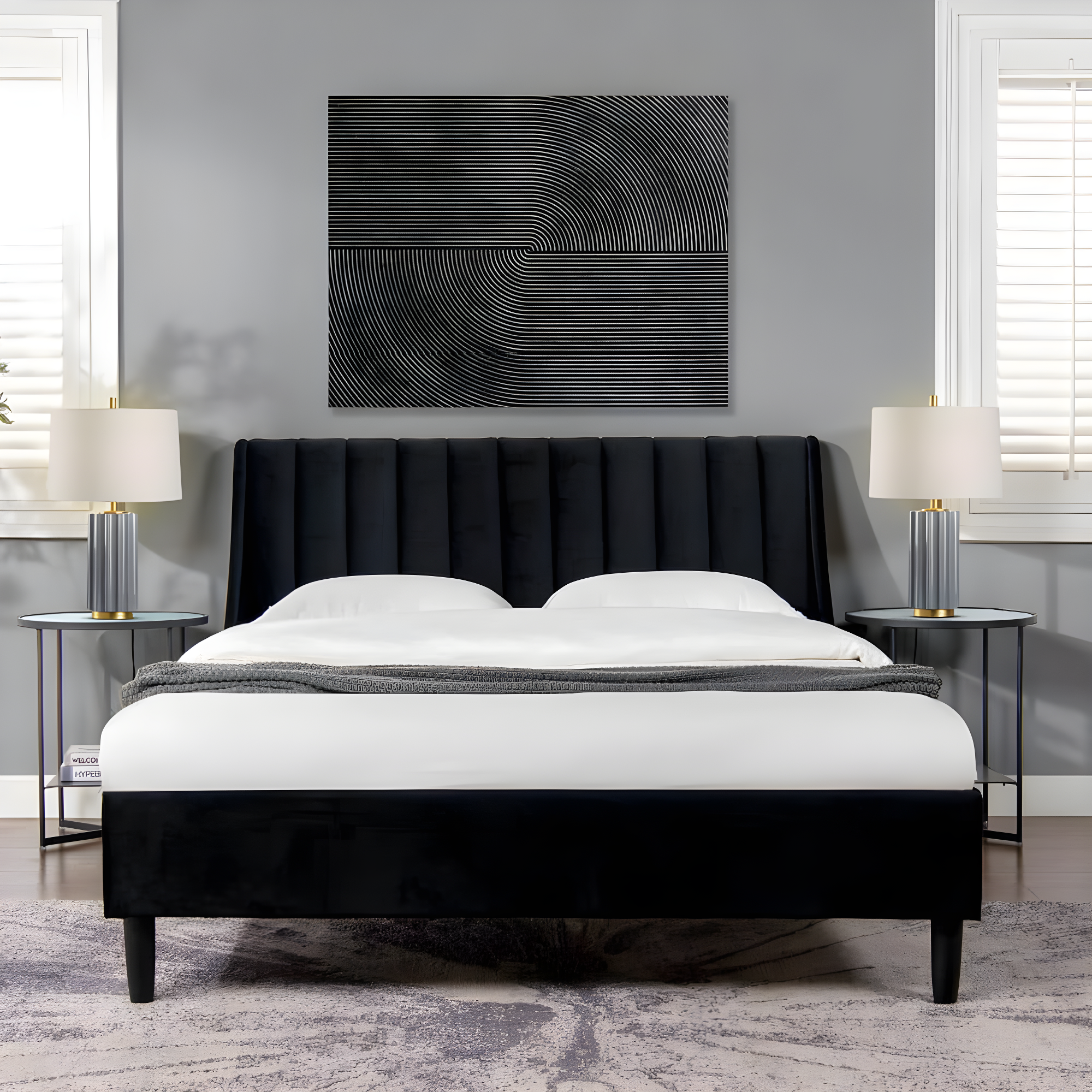 Sandy Wilson Home Aspen Upholstered Platform Bed Queen Anthracite Black