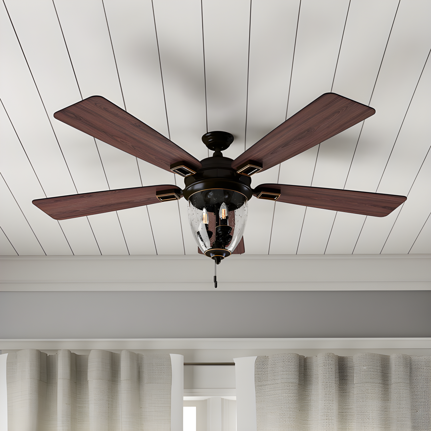 Honeywell Glencrest 52" 5 Blade Damp Rated Ceiling Fan LED Light Kit Included
