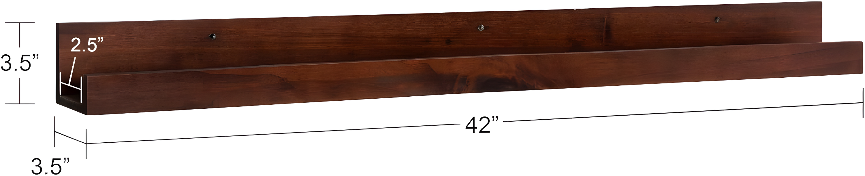 Kate and Laurel Wood Floating Shelf, 42" x 3.5", Walnut Brown