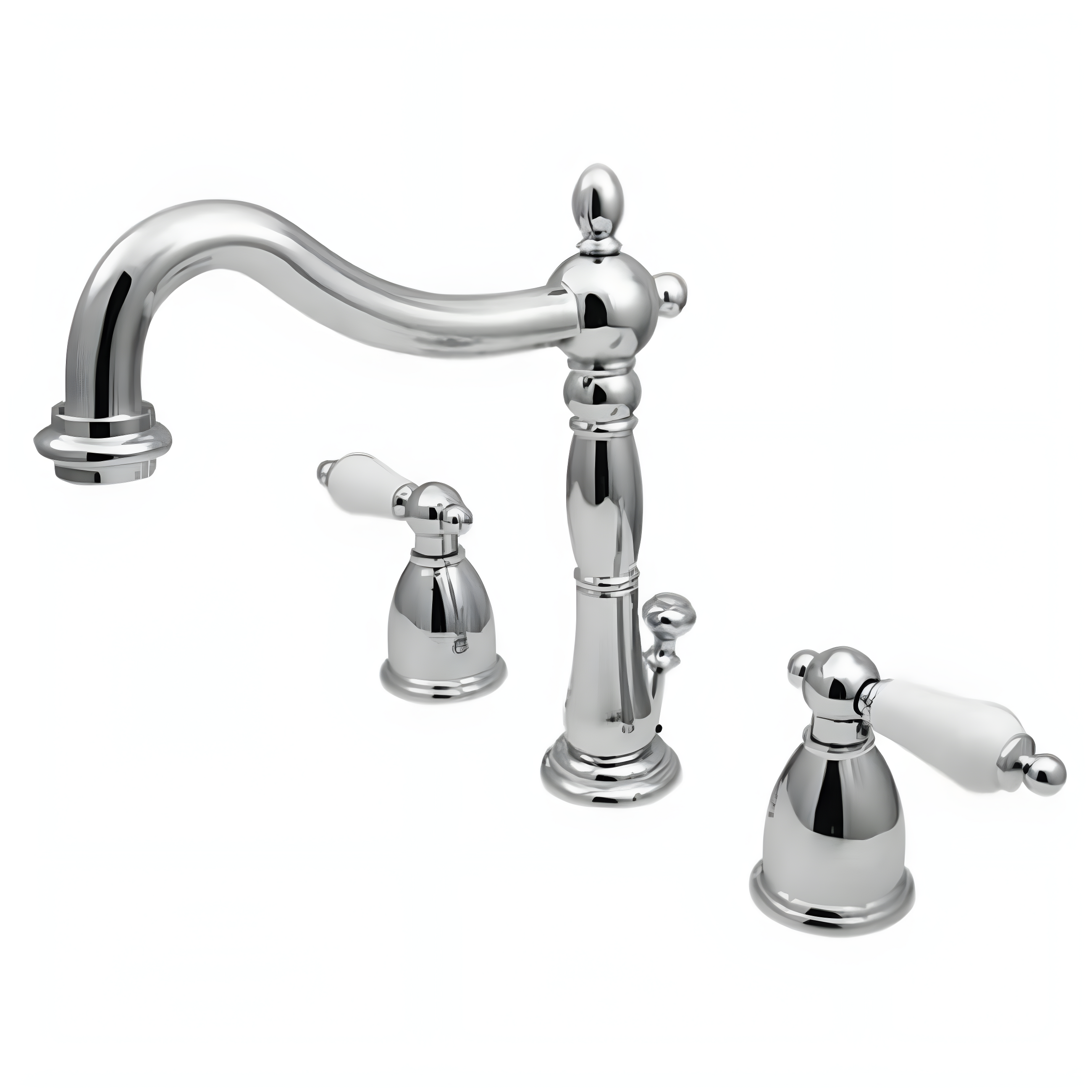 Kingston Brass Heritage Two-Handle 3-Hole Deck Mount Widespread Bathroom Faucet with Pop-Up Drain