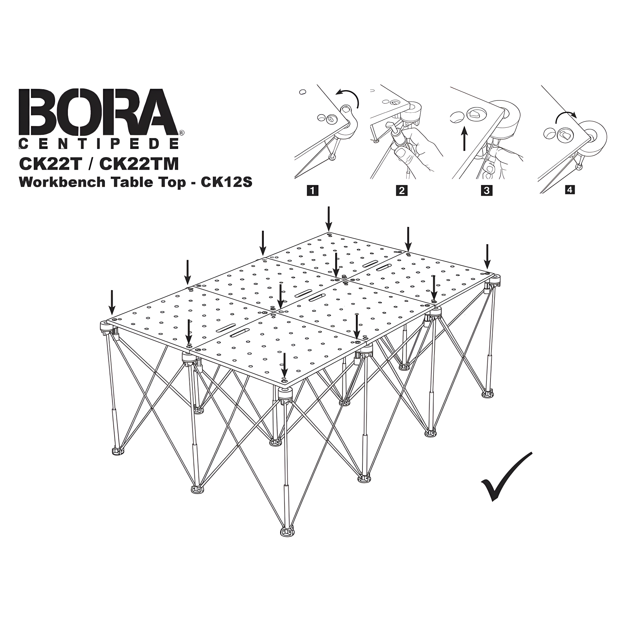 Bora Portamate Centipede Metric Table Top 20Mm Dog Holes