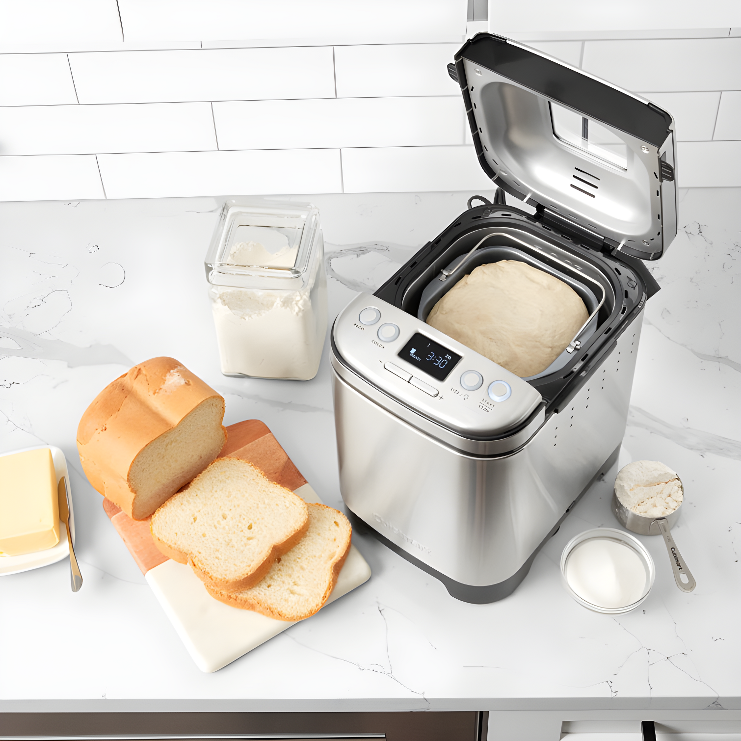 Cuisinart Bread Maker Machine, Compact and Automatic, Customizable Settings, Up to 2lb Loaves