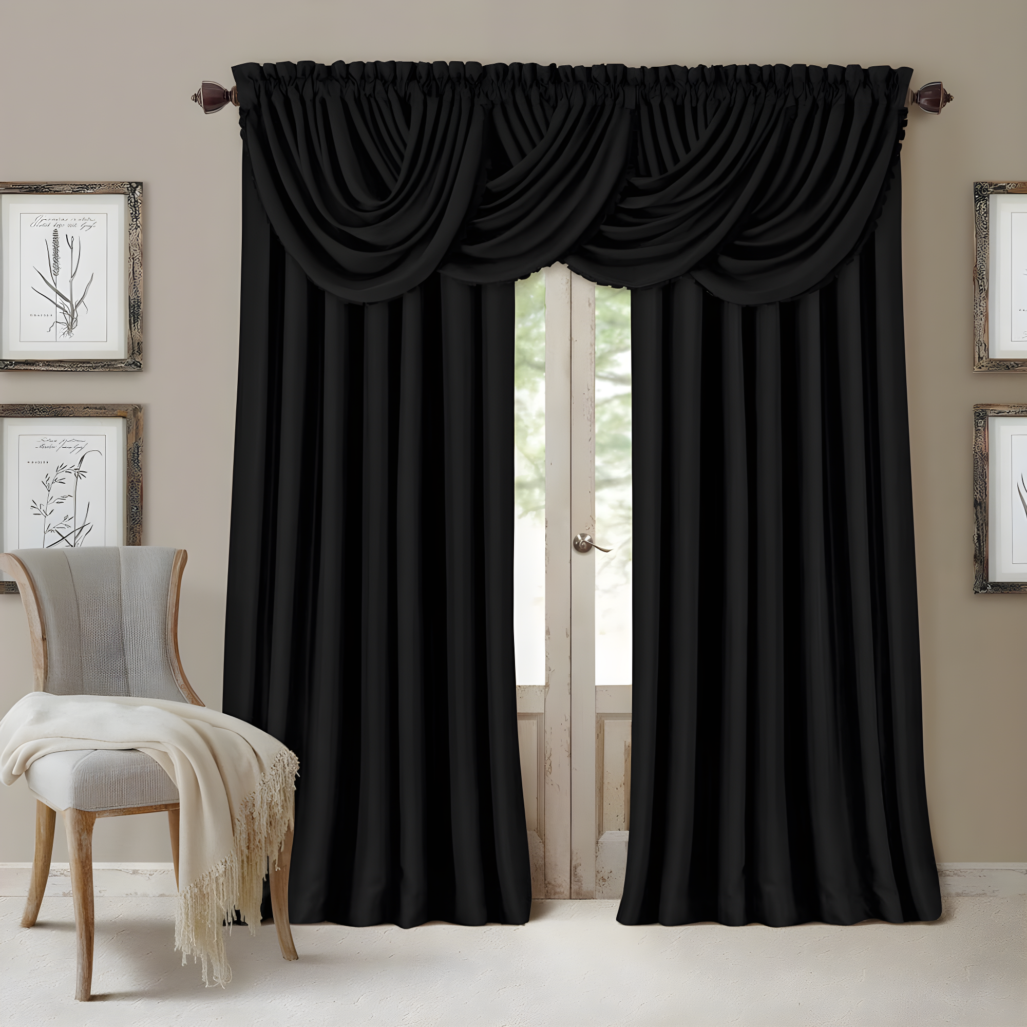 All Seasons Single Blackout Window Curtain Panel - 52" x 95" - Black - Elrene Home Fashions