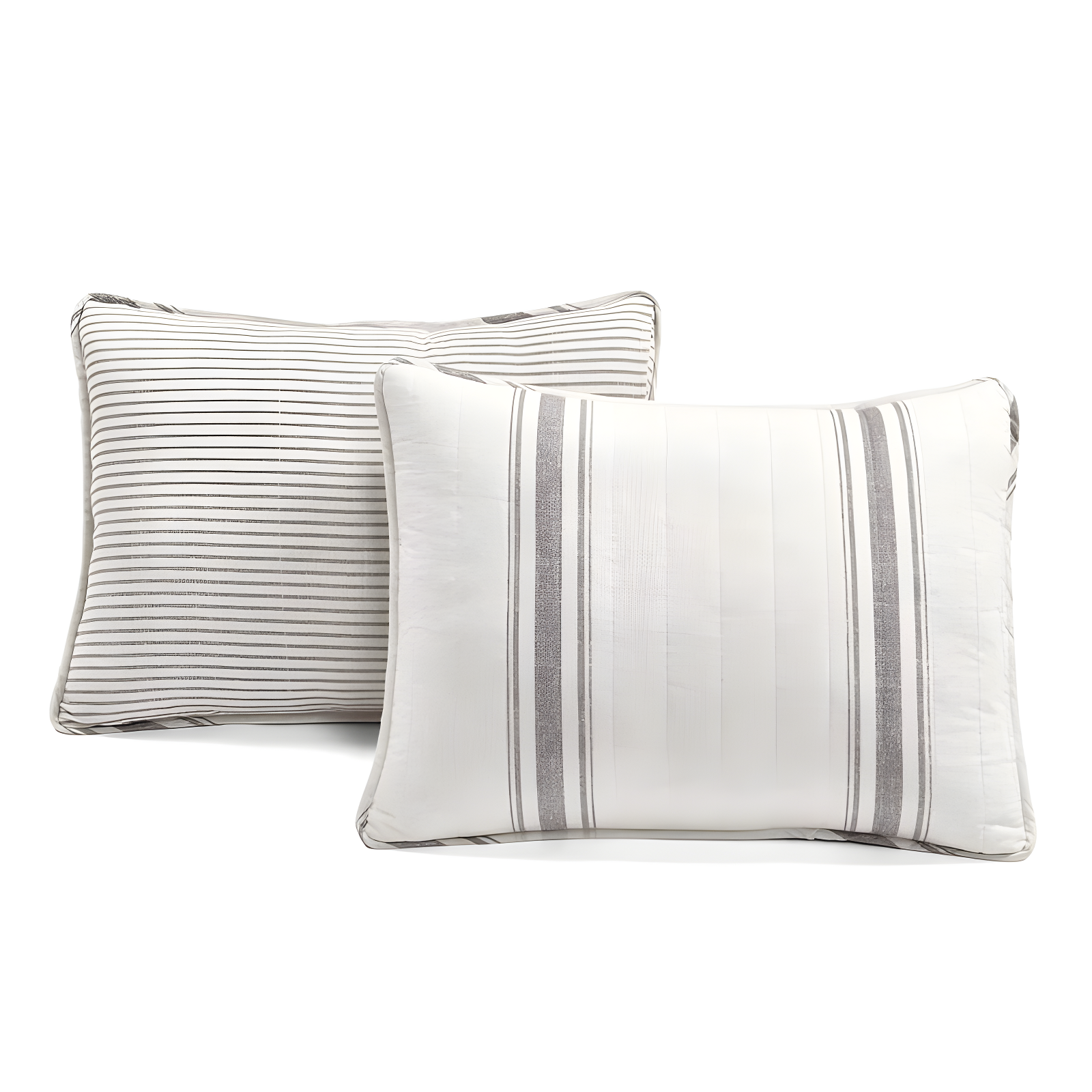 3pc King Farmhouse Striped Reversible Quilt Bedding Set Gray - Lush Décor