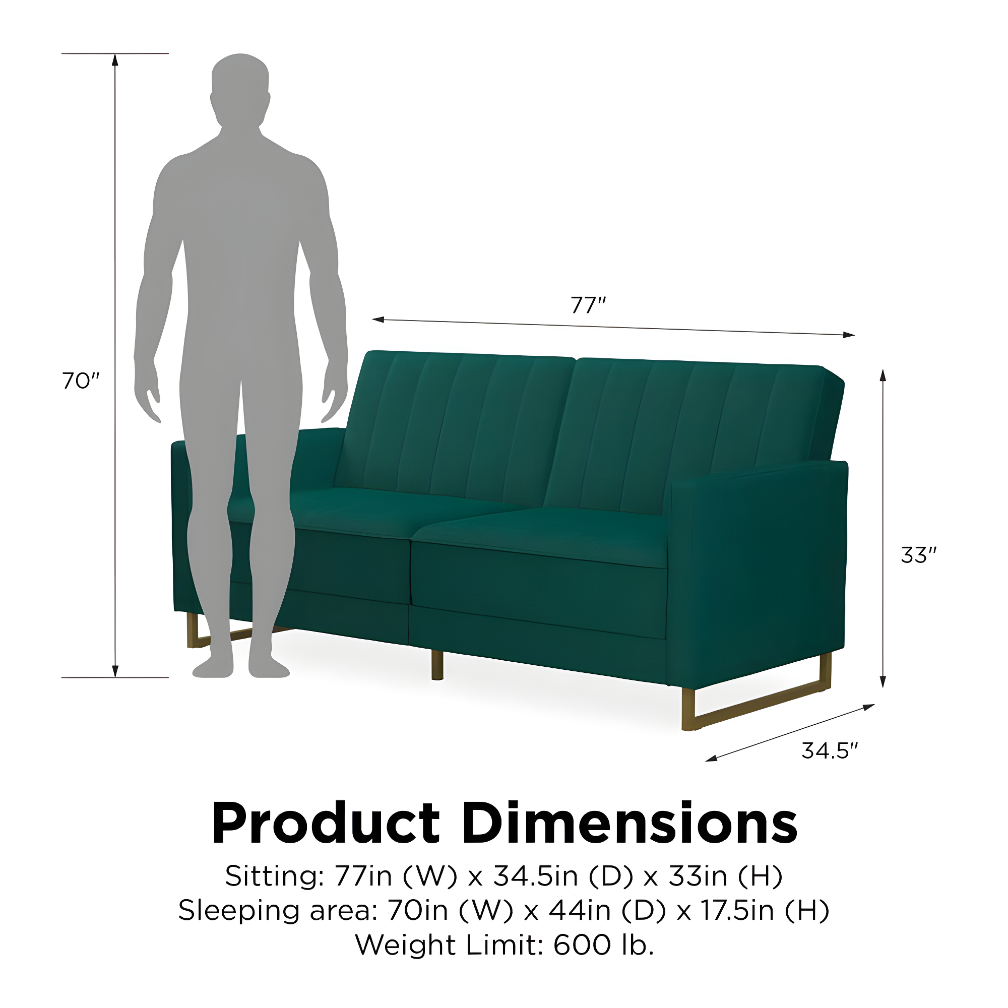 Skylar Full / Double 77'' Velvet Tufted Convertible Sofa