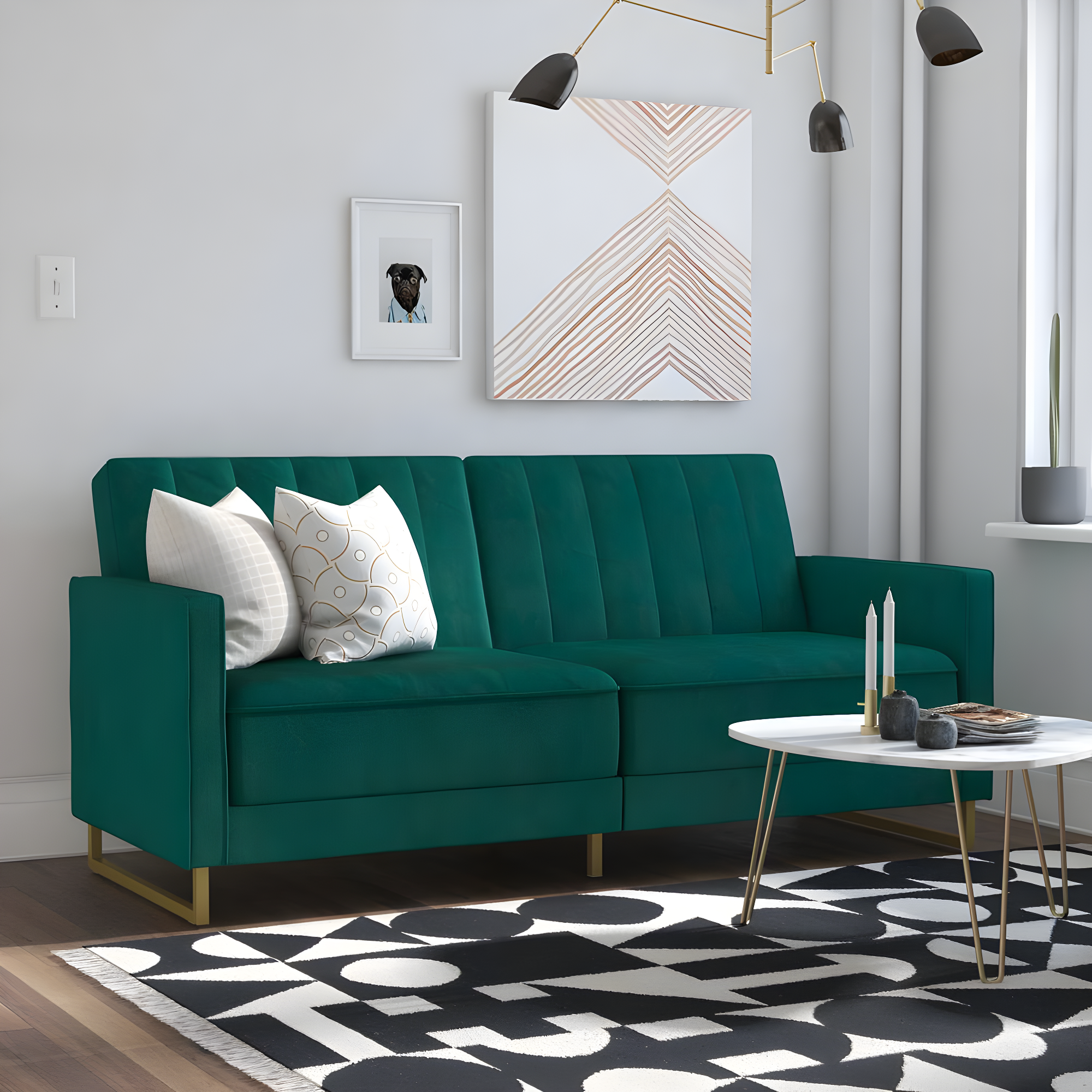 Skylar Full / Double 77'' Velvet Tufted Convertible Sofa