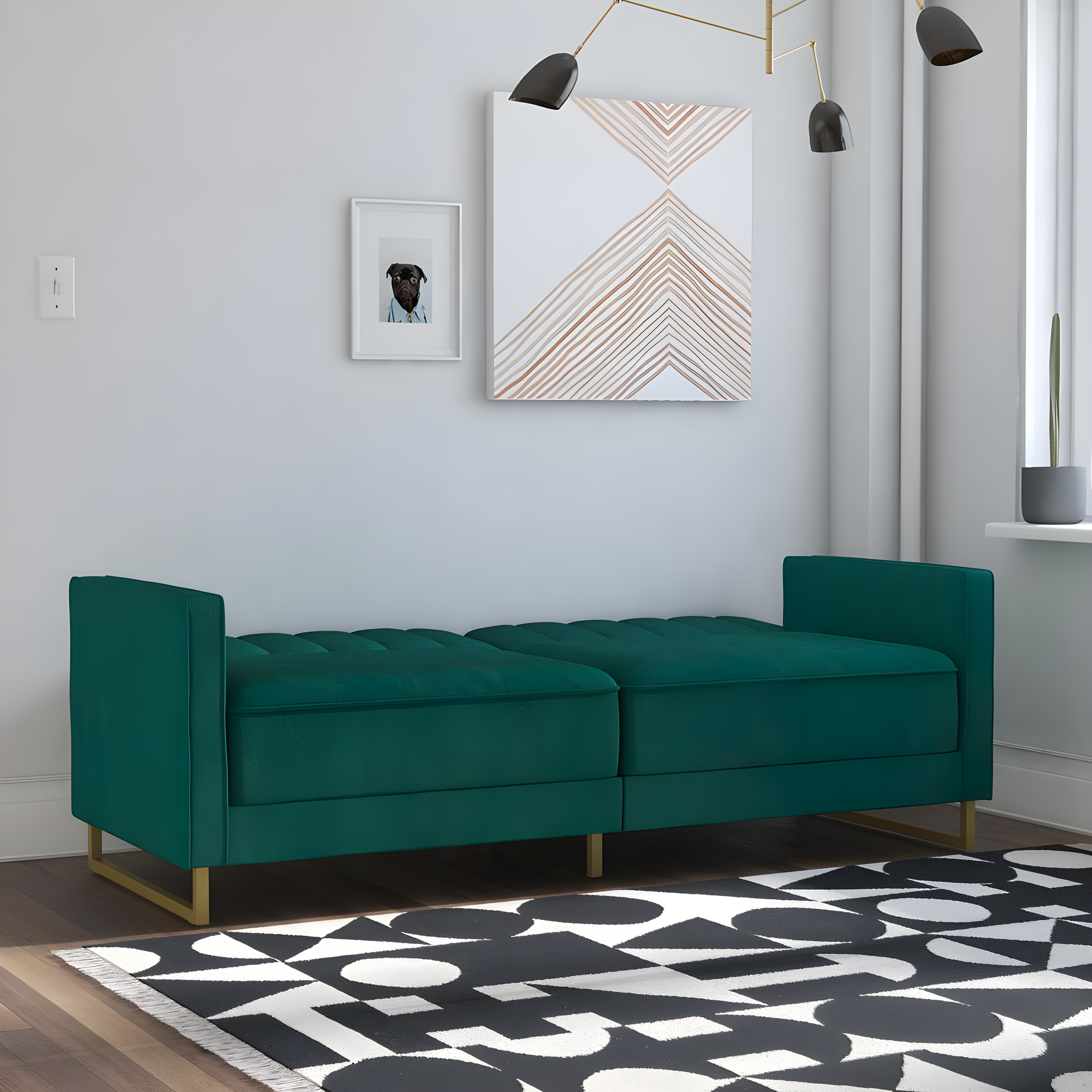 Skylar Full / Double 77'' Velvet Tufted Convertible Sofa