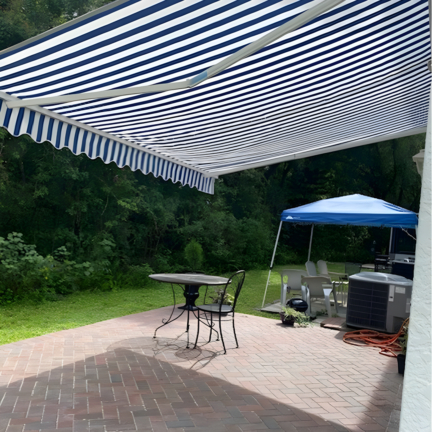 Motorized Retractable White Frame Patio Awning