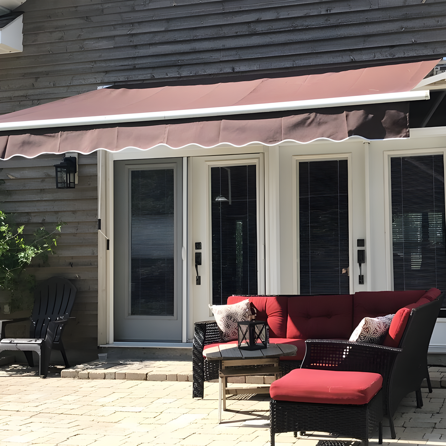 Motorized Retractable White Frame Patio Awning