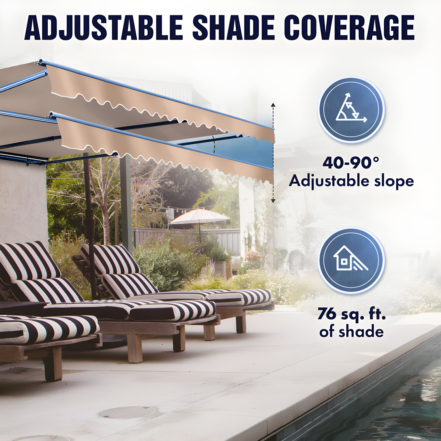 Motorized Retractable White Frame Patio Awning