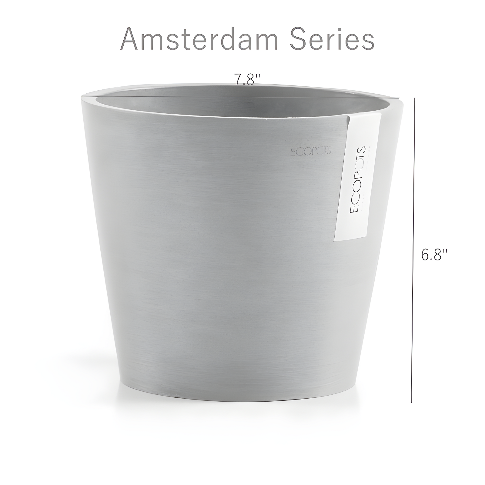 Ecopots Amsterdam Modern Round Recycled Plastic Planter Flower Pot with Water Reservoir
