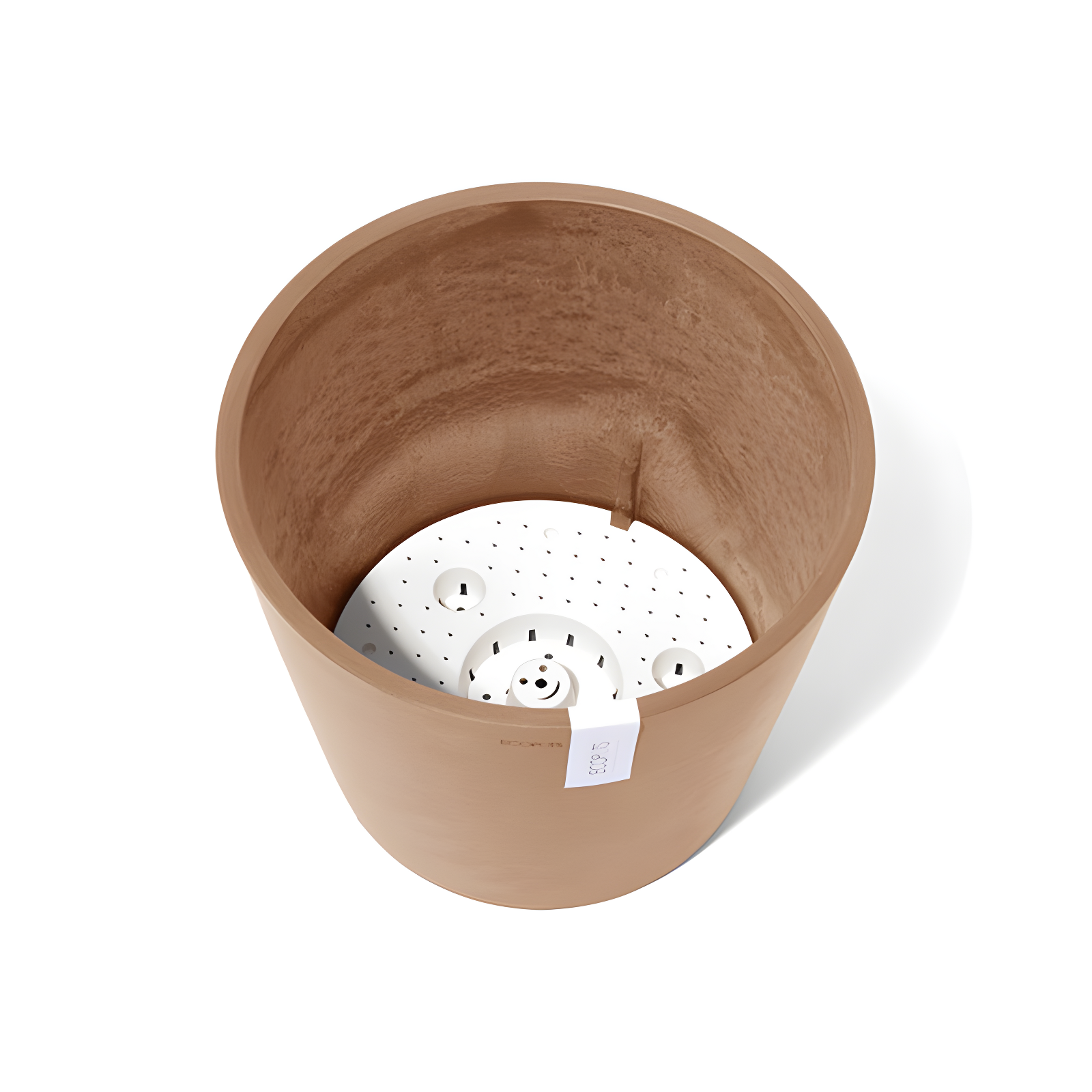 Ecopots Amsterdam Modern Round Recycled Plastic Planter Flower Pot with Water Reservoir