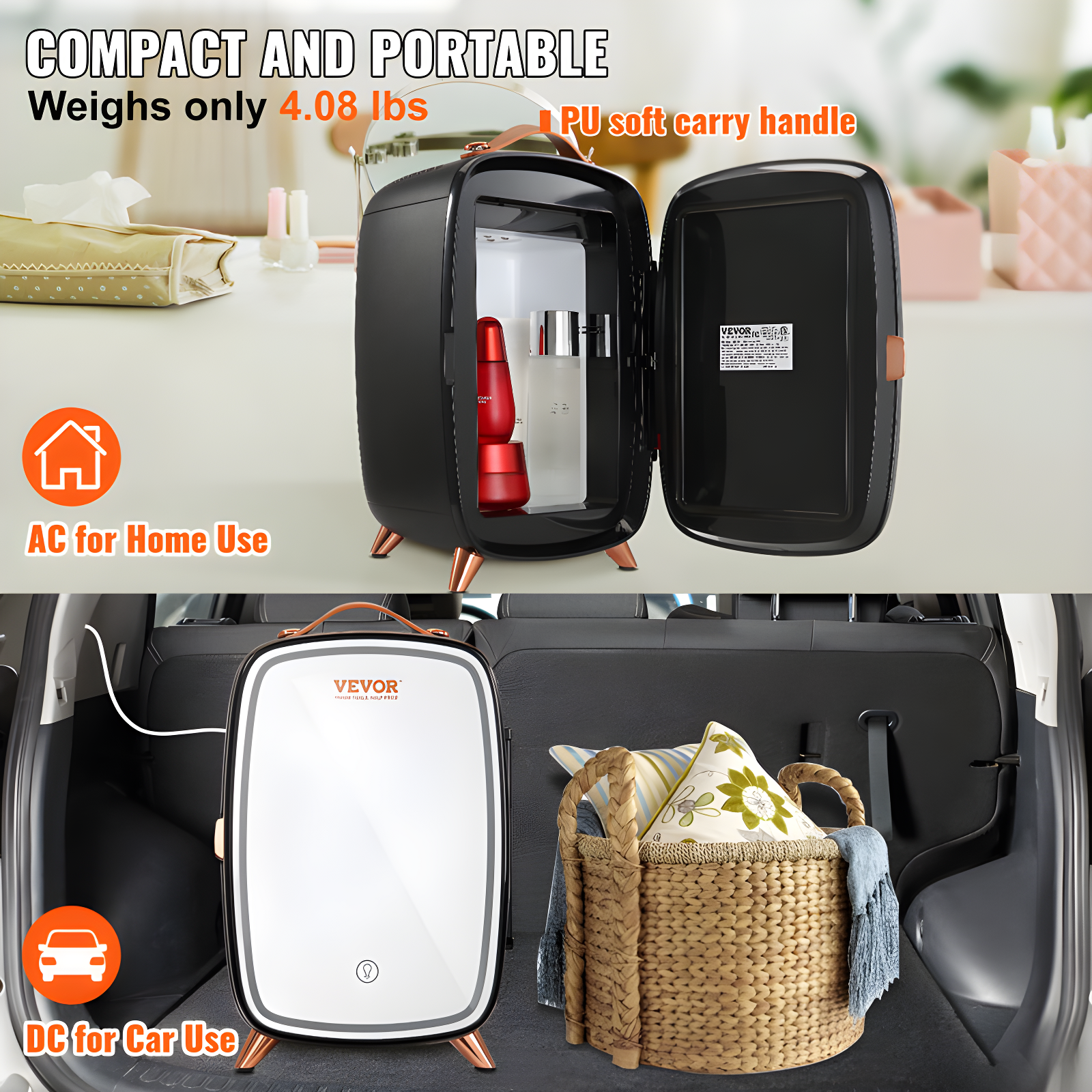 VEVOR 0.21 Cubic Feet Portable Countertop Mini Fridge