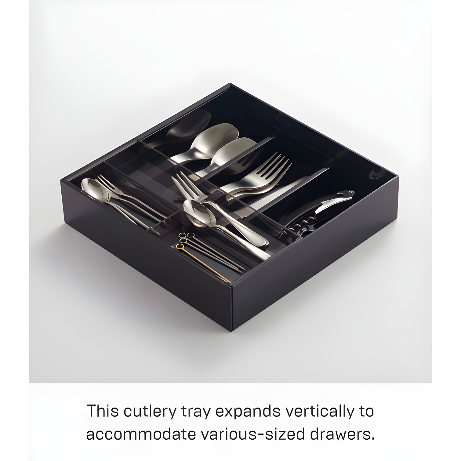 Tower Yamazaki Home Expandable Cutlery Drawer Organizer, Kitchen Storage Tray, Plastic, Expandable