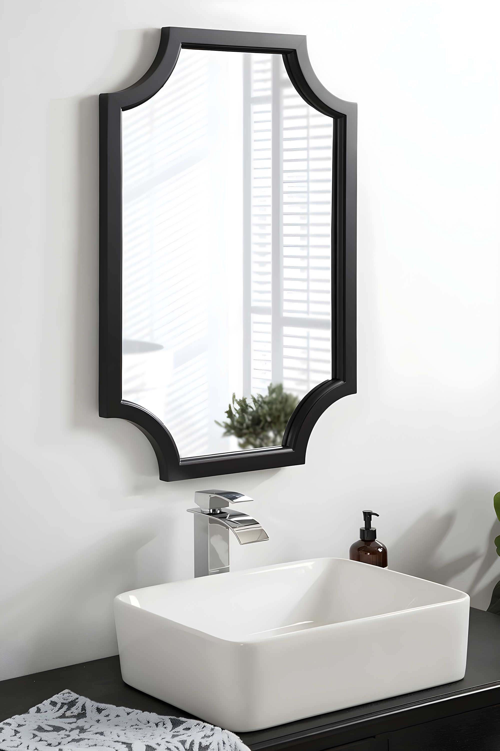 20" x 30" Hogan Scallop Wall Mirror Black - Kate & Laurel All Things Decor: MDF Frame, Easy Wall Mount