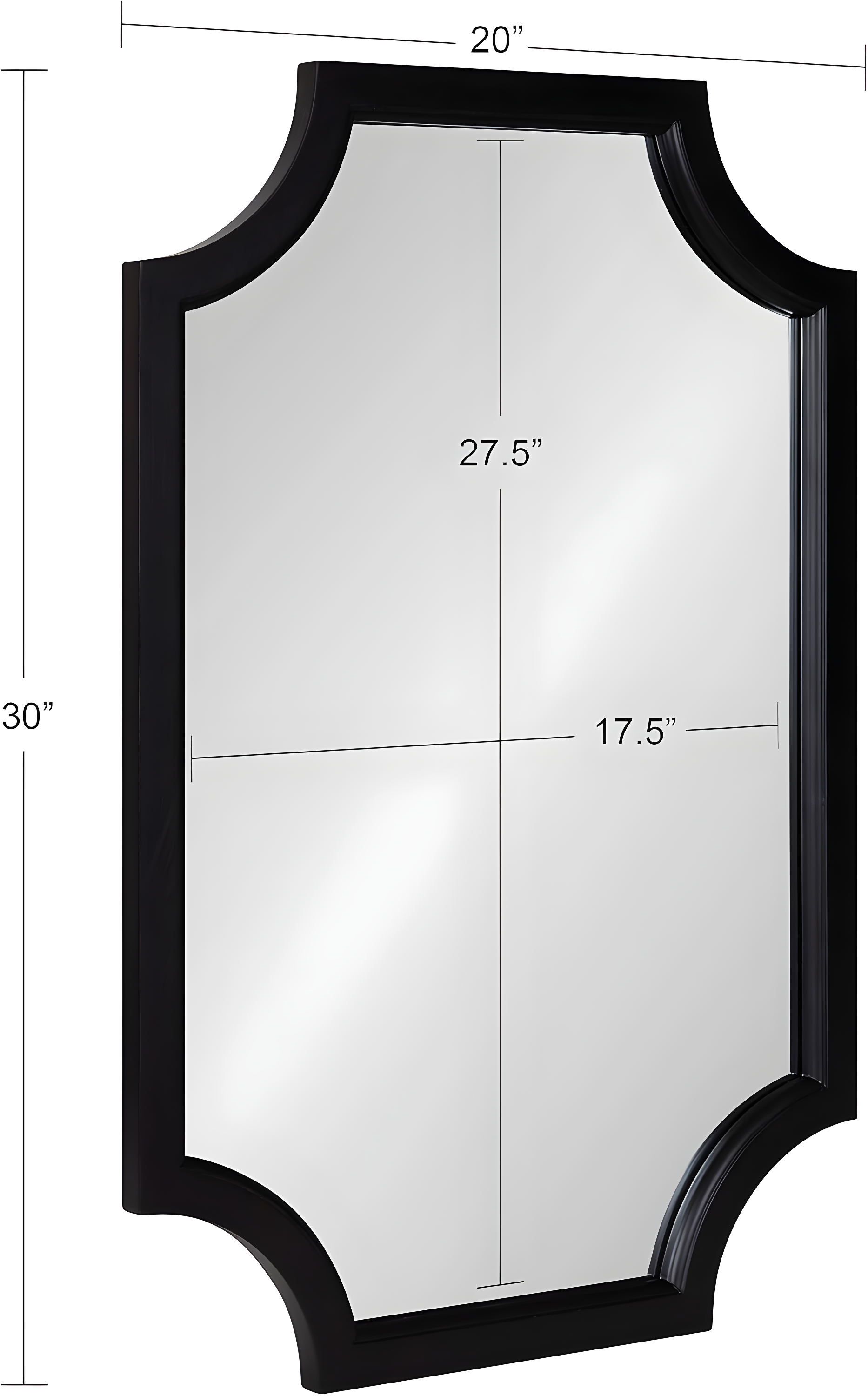 20" x 30" Hogan Scallop Wall Mirror Black - Kate & Laurel All Things Decor: MDF Frame, Easy Wall Mount