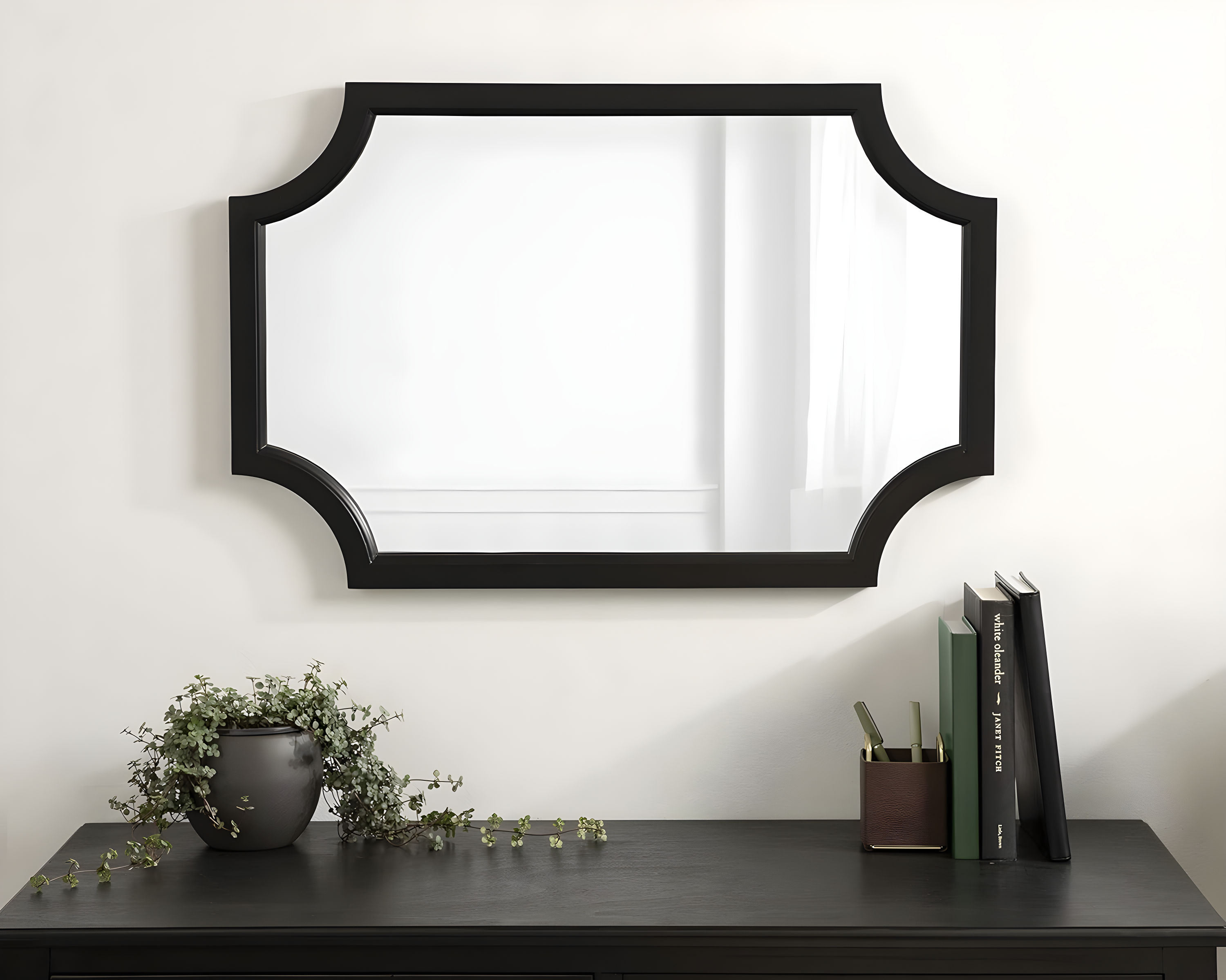 20" x 30" Hogan Scallop Wall Mirror Black - Kate & Laurel All Things Decor: MDF Frame, Easy Wall Mount