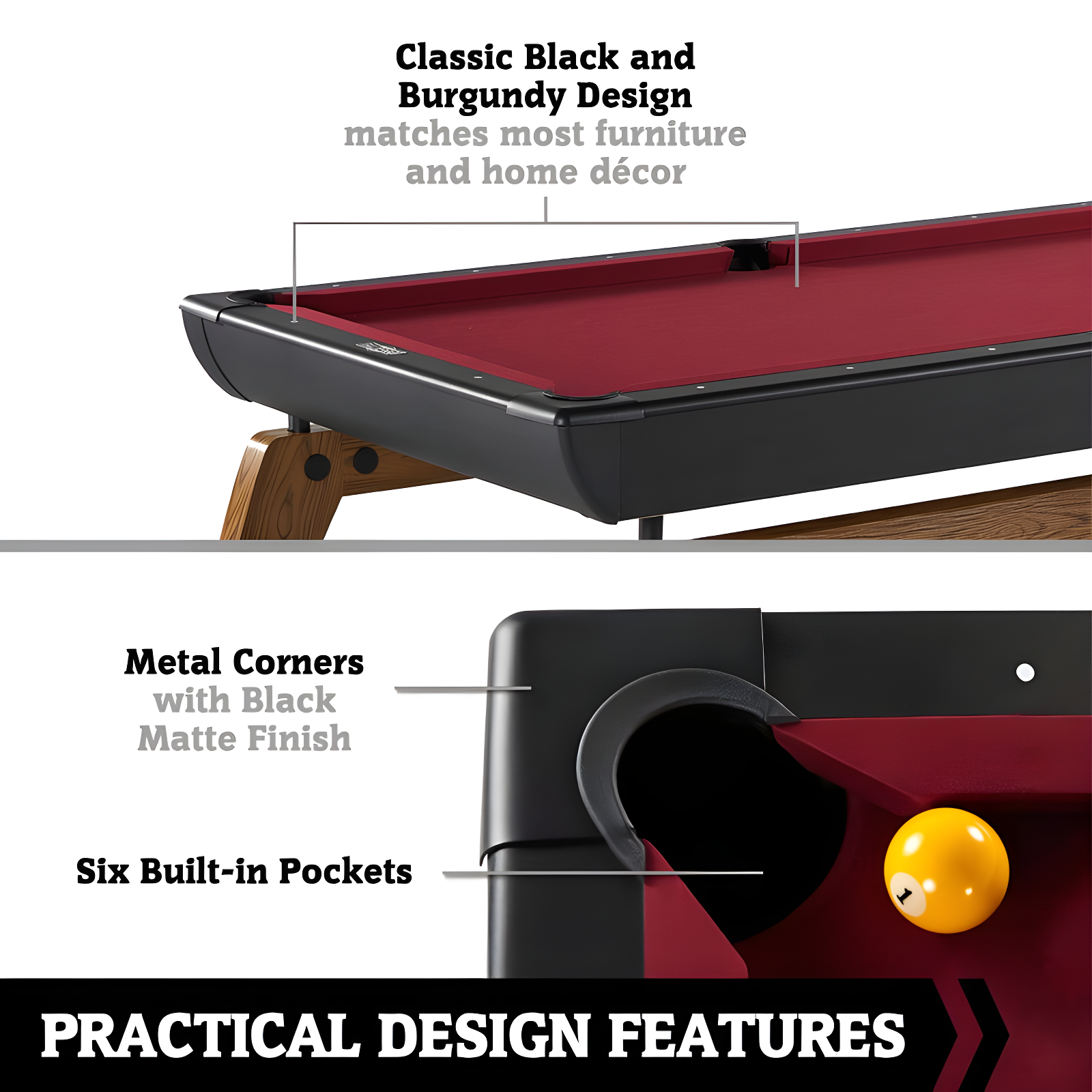 Hall of Games Hall of Games Edgewood 7' Pool Table with Playing Accessories