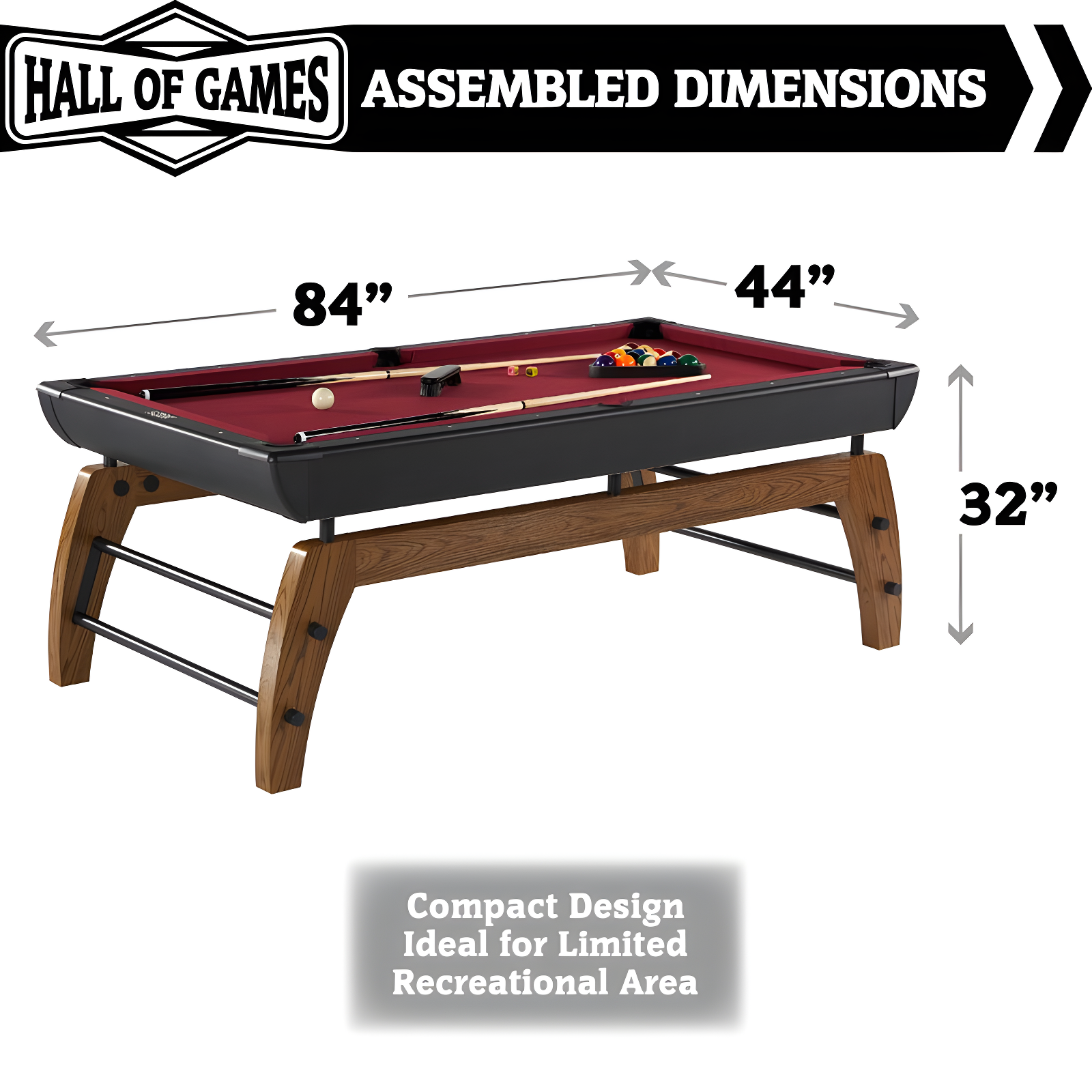 Hall of Games Hall of Games Edgewood 7' Pool Table with Playing Accessories