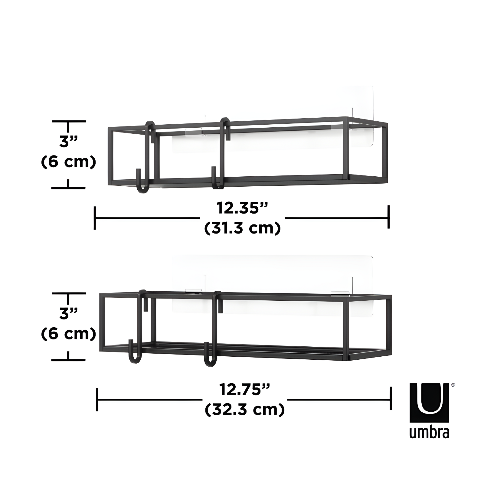 Umbra Cubiko Black Hanging Shower Bins