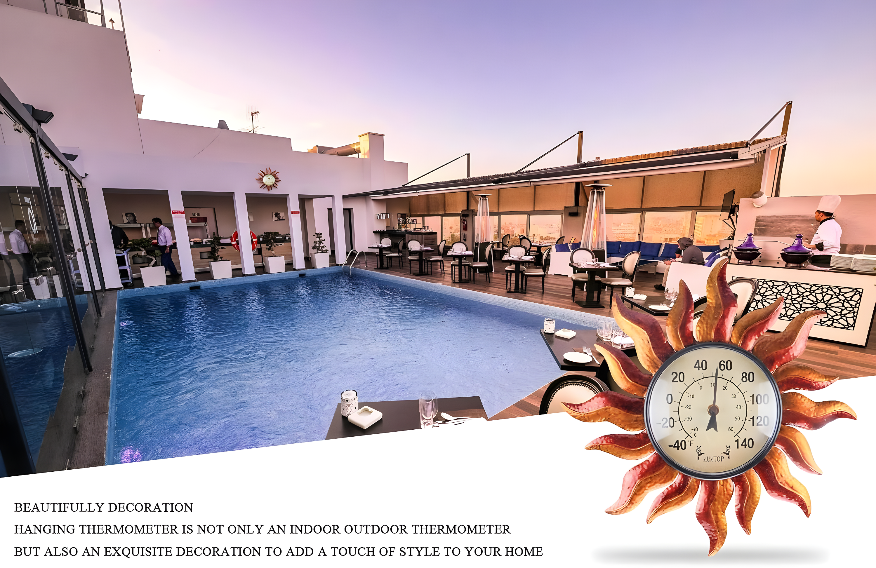 MUMTOP Thermometer Indoor Outdoor Sun Waterproof Wall-Mounted Thermometer Does not Require Any Battery