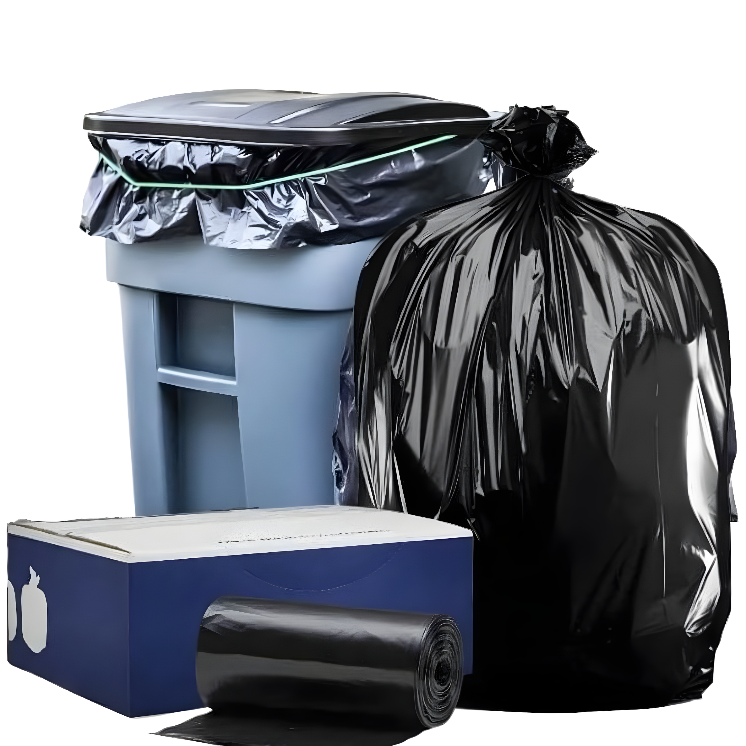 Plasticplace 64-65 Gallon Trash Can Liners for Toter, 1.2 Mil, Black, 50'' x 60'' (25 Count)