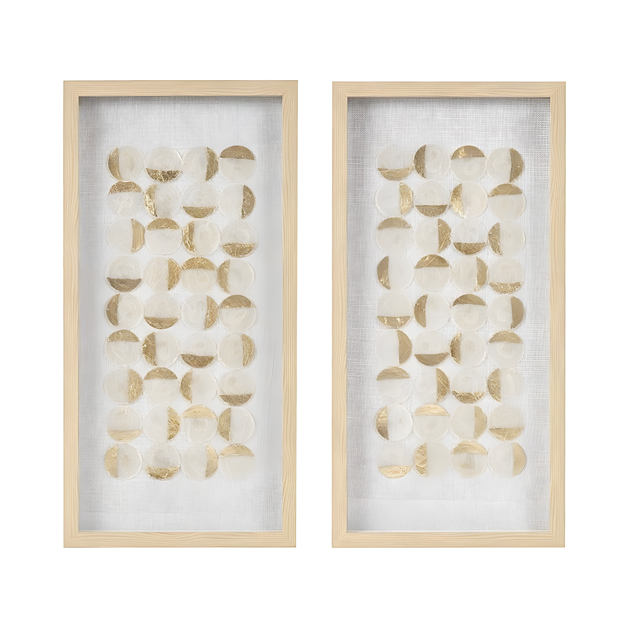 Mercury Row® Zeringue Emblem Natural Capiz with Gold Foil Shadowbox Wall Décor (Set of 2)