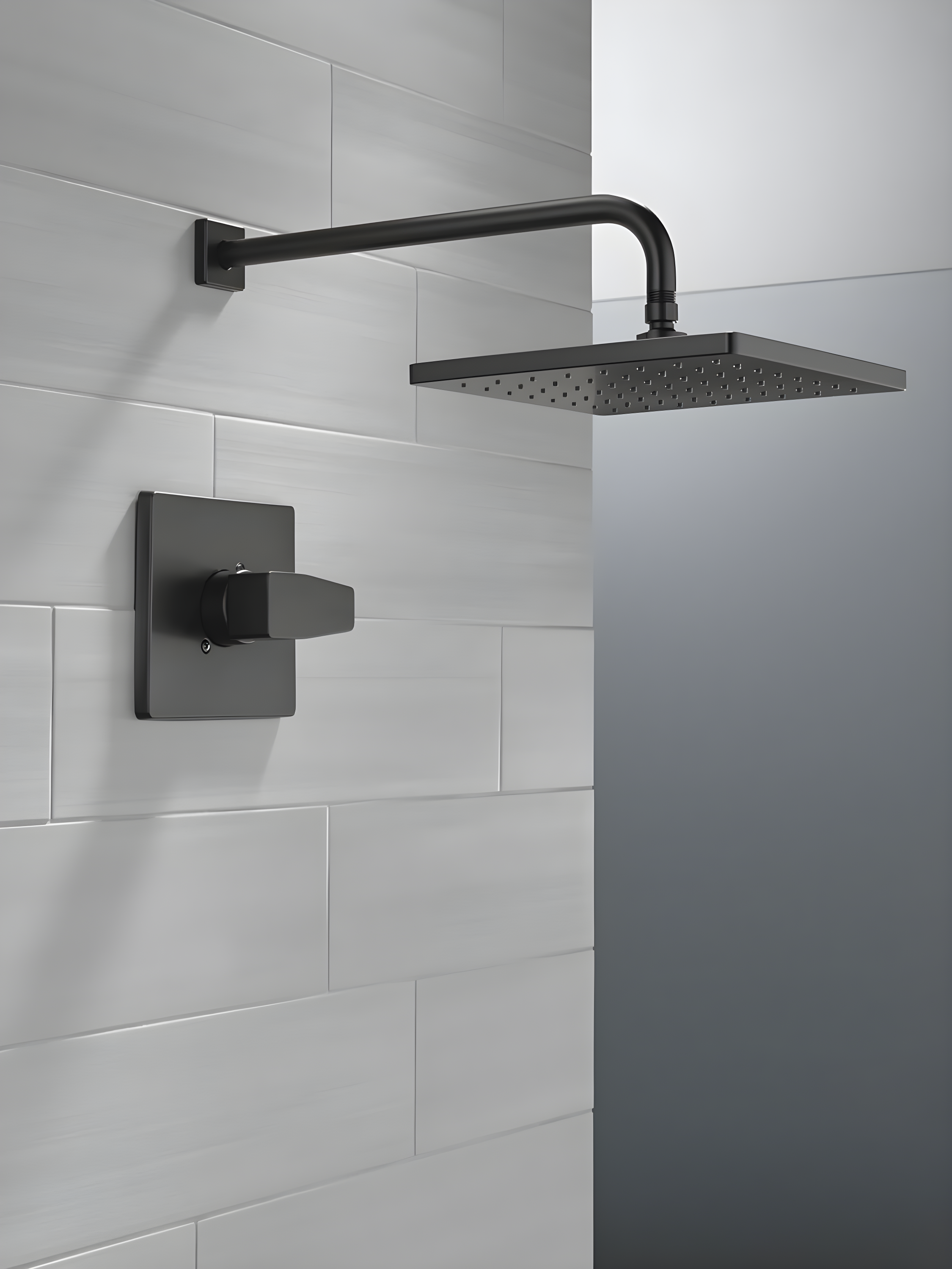 Modern Raincan Square Single-Function Shower Faucet Set, Valve Trim Kit, Rainfall Shower Head