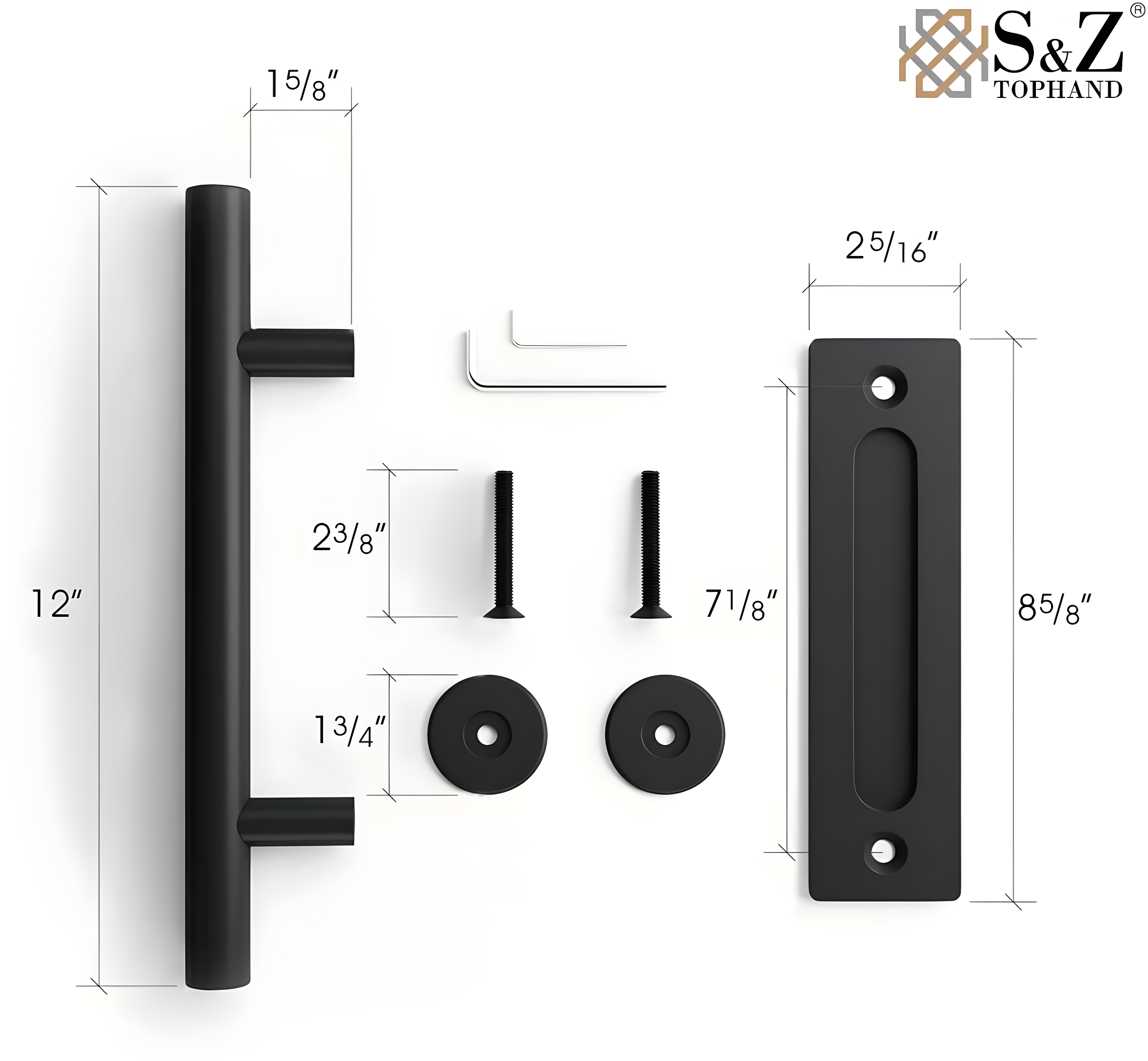 S&Z TOPHAND Paneled Wood Unfinished Barn Door with Installation Hardware Kit