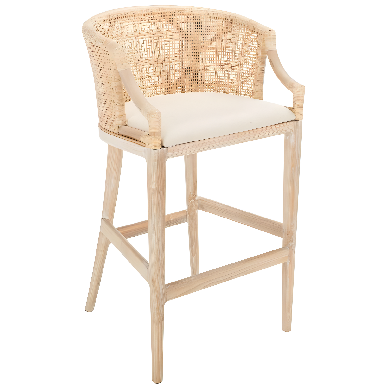 Brando Bar Stool - Natural/White - Safavieh