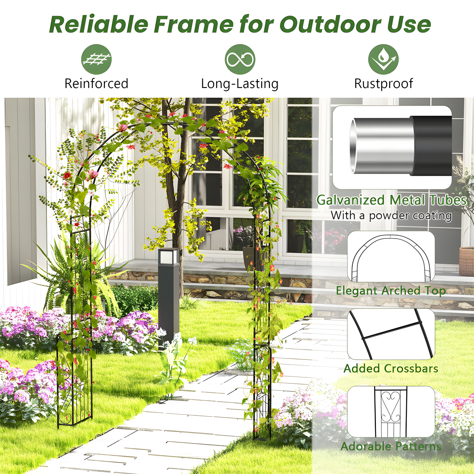 Blooming Garden Arch Pergola. 7.9Ft Metal Gazebo Pergola