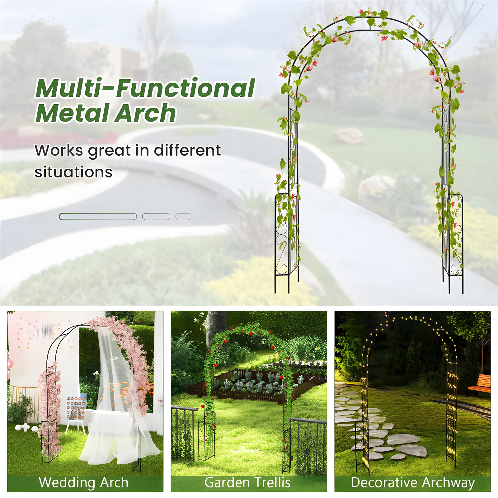 Blooming Garden Arch Pergola. 7.9Ft Metal Gazebo Pergola