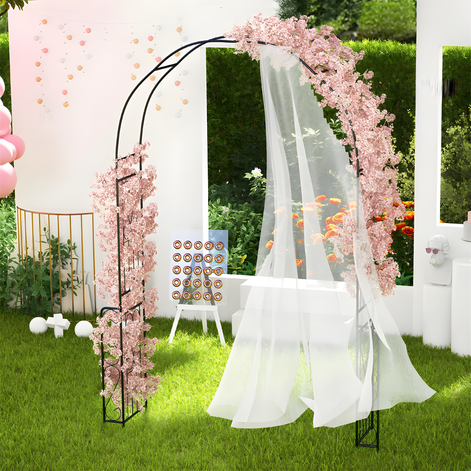 Blooming Garden Arch Pergola. 7.9Ft Metal Gazebo Pergola