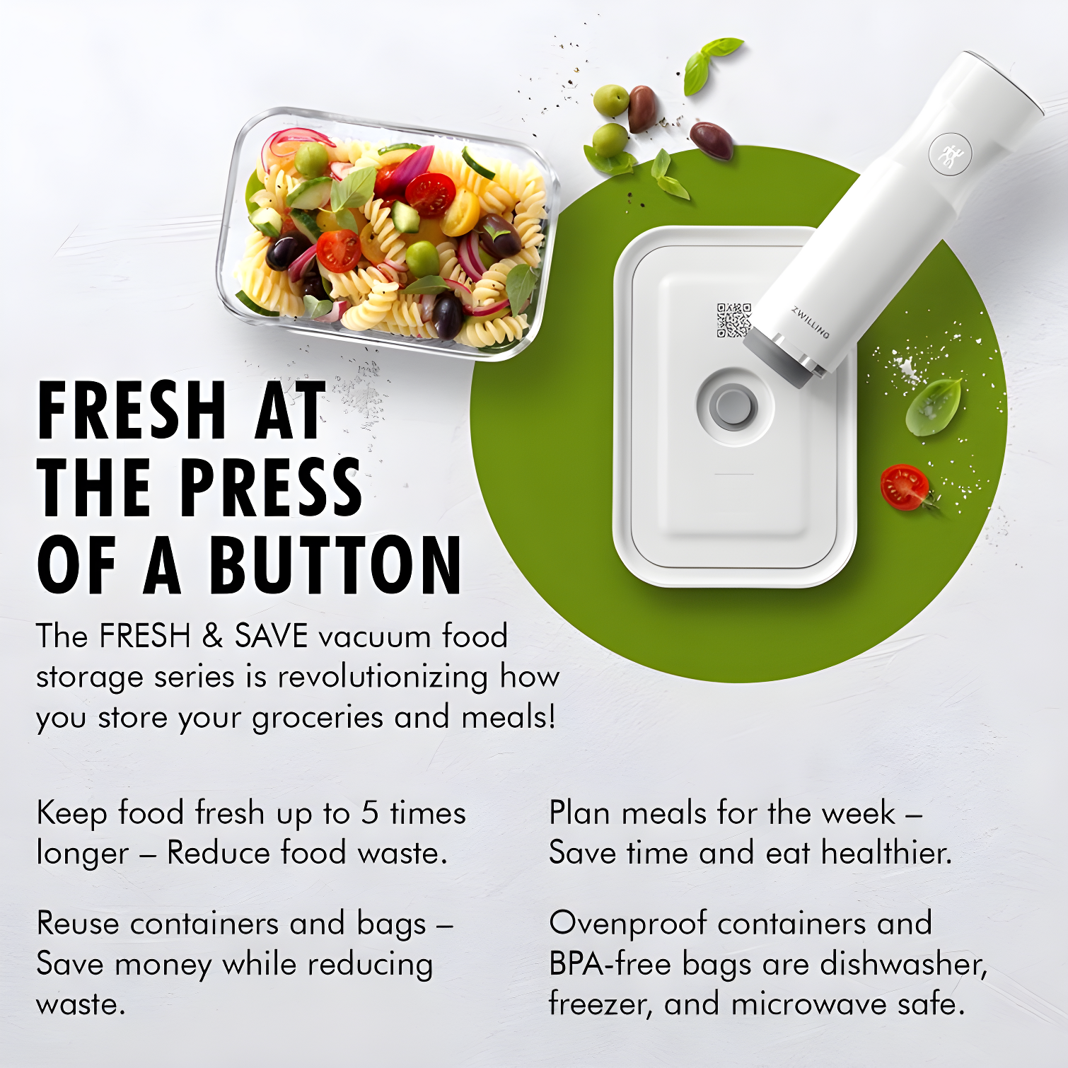 ZWILLING J.A. Henckels ZWILLING Fresh & Save Large Vacuum Sealer Bags, 2 1/4 Gallon, Reusable Sous Vide Bags, Meal Prep (Set of 3)