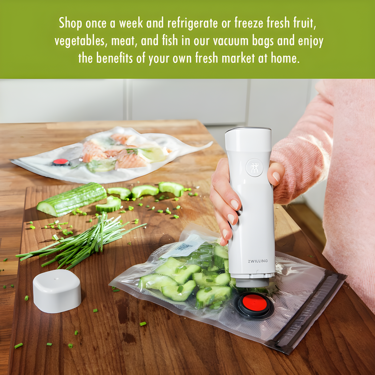 ZWILLING J.A. Henckels ZWILLING Fresh & Save Large Vacuum Sealer Bags, 2 1/4 Gallon, Reusable Sous Vide Bags, Meal Prep (Set of 3)