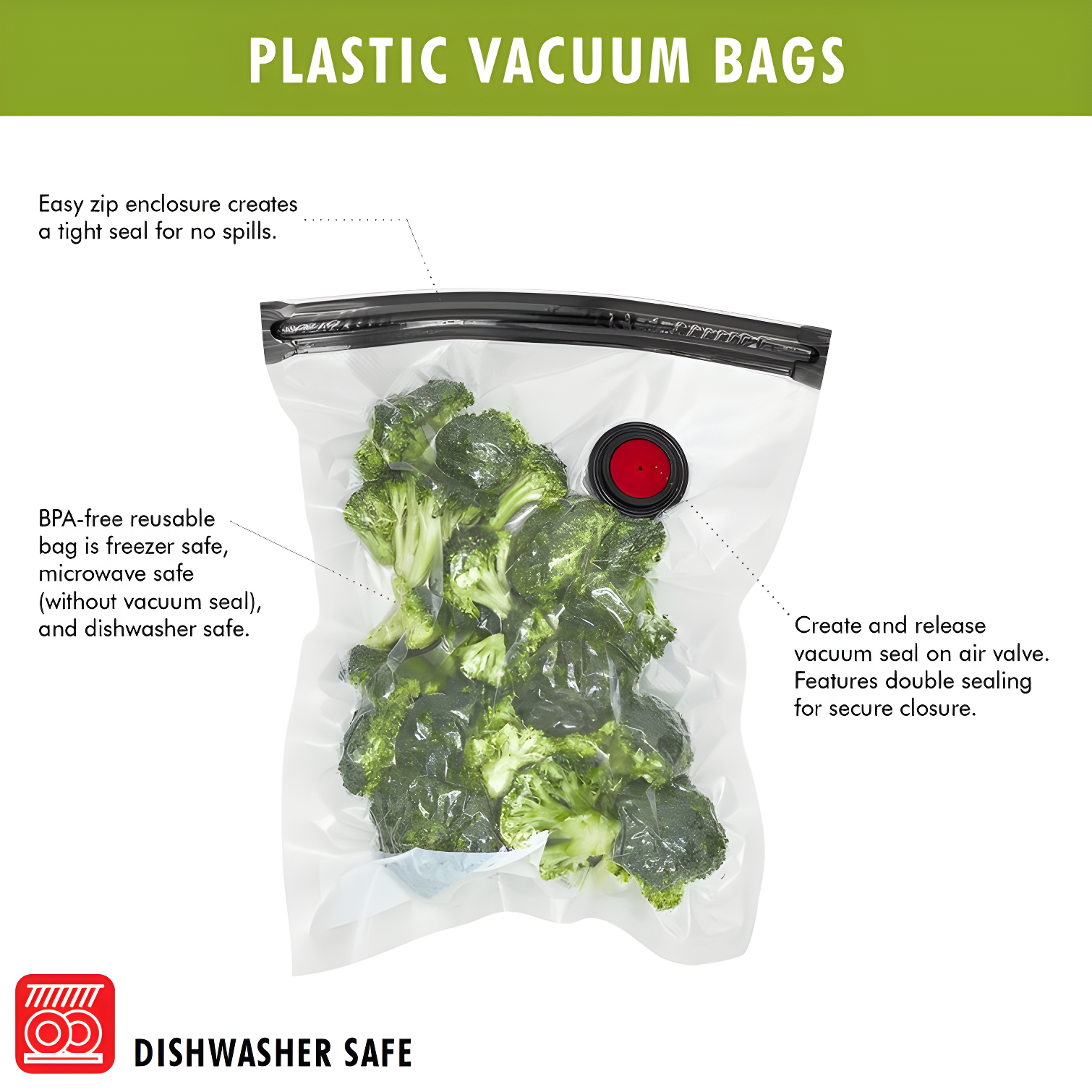 ZWILLING J.A. Henckels ZWILLING Fresh & Save Large Vacuum Sealer Bags, 2 1/4 Gallon, Reusable Sous Vide Bags, Meal Prep (Set of 3)