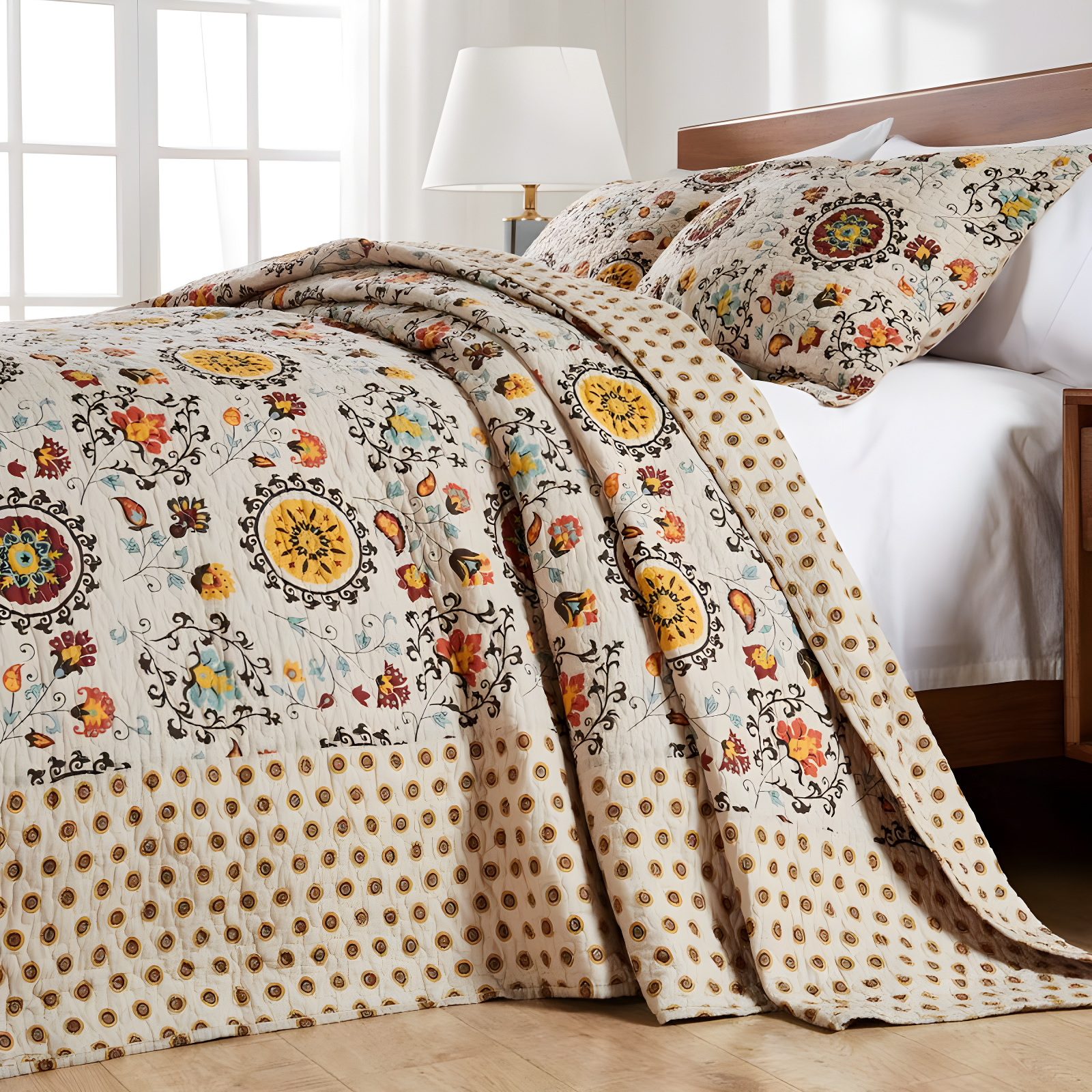 Andorra Medallion Cotton Reversible Quilt Set
