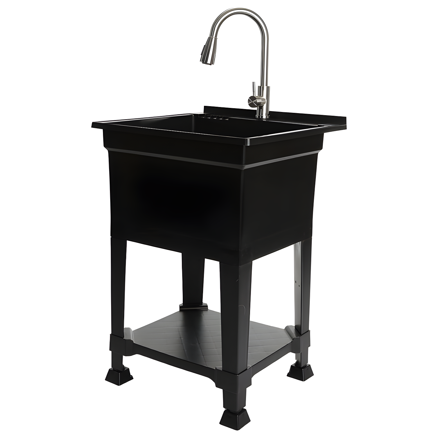 UTILITYSINKS Plastic 24" Compact Workshop Freestanding Laundry Sink with Faucet