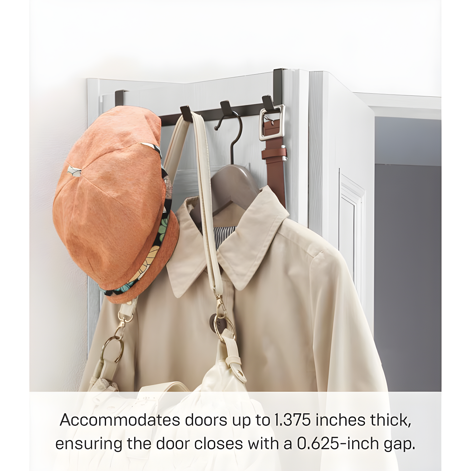 Yamazaki Home Over The Door Hooks - Hanging Coat Rack, Steel, Wide, Over-the-Door