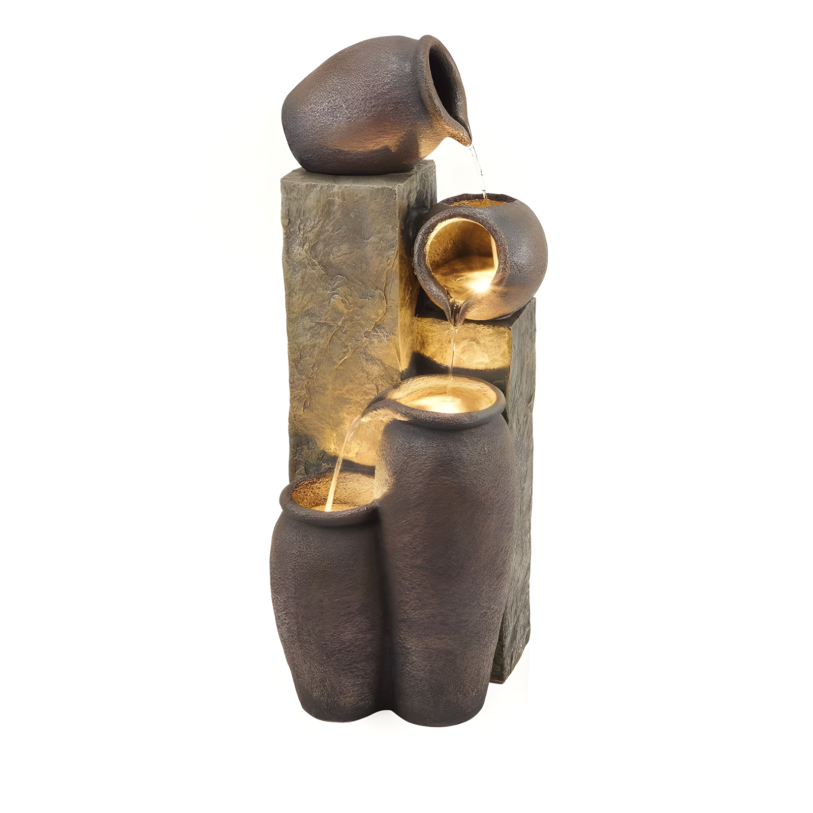 Alpine Weather Resistant Floor Fountain with Light